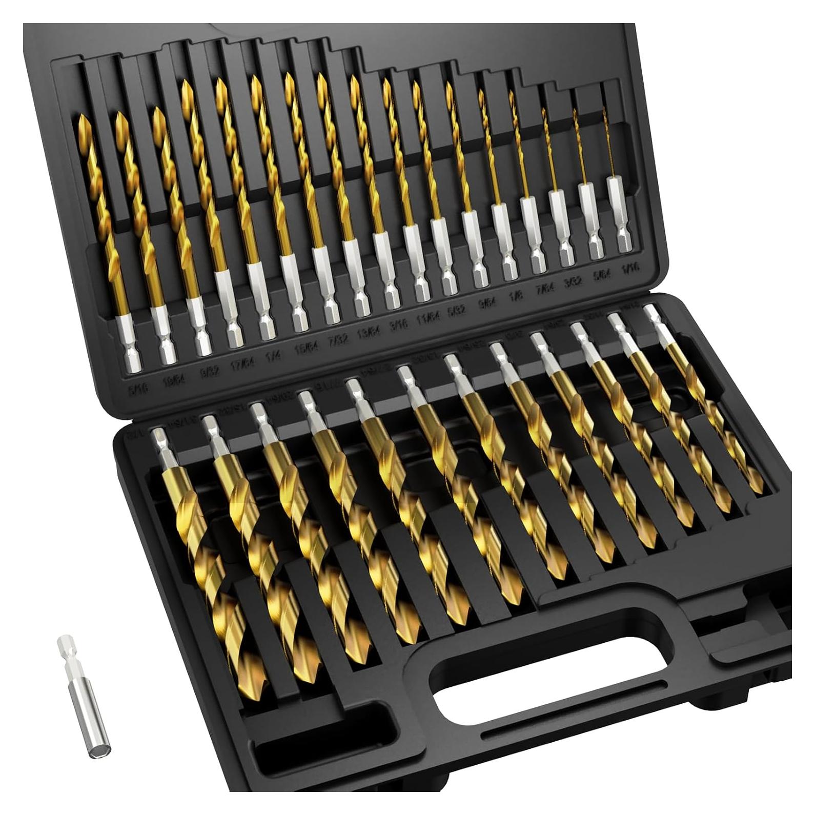 Juego de Brocas Hexagonales MACXCOIP 30 Piezas Titanio