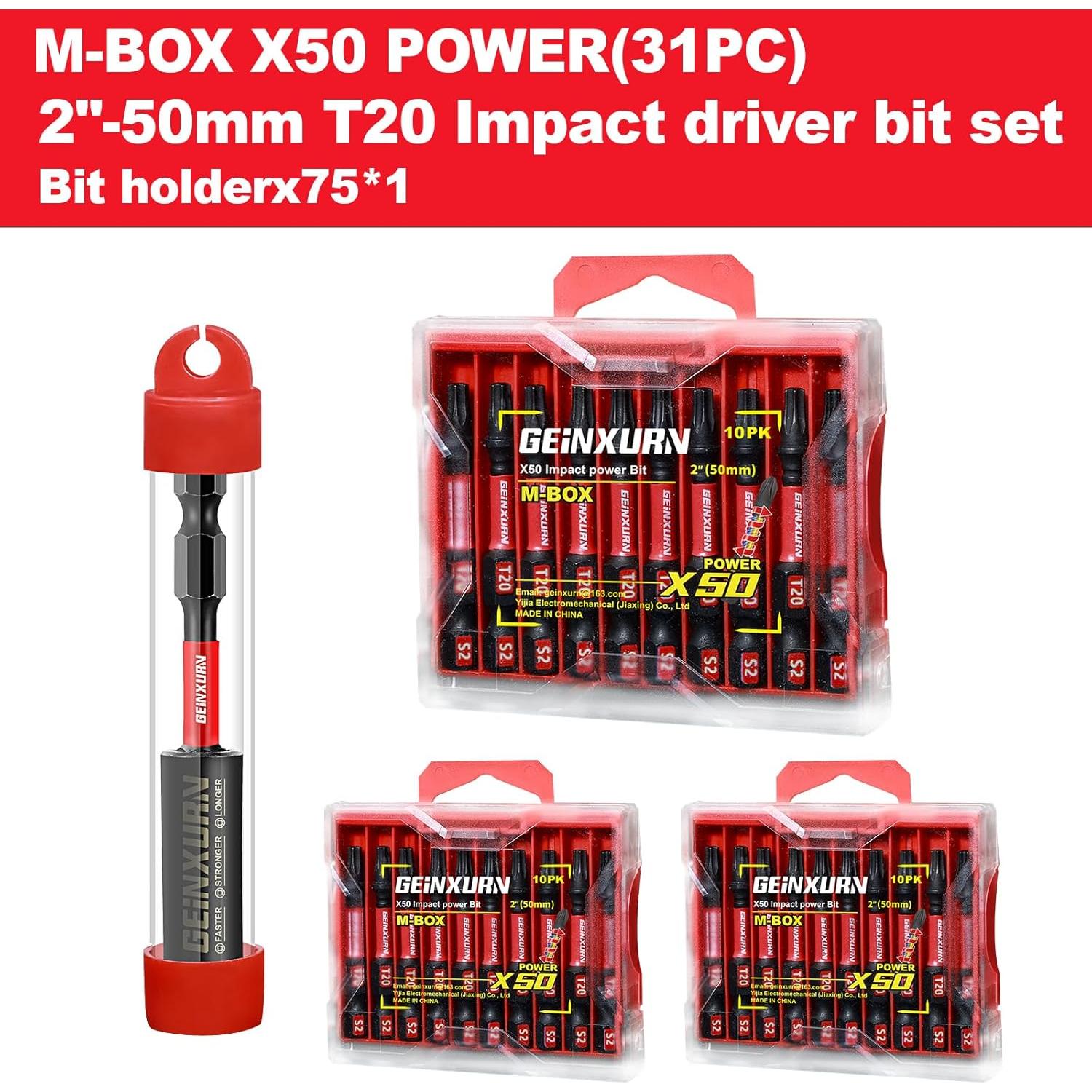 Juego de 30 Puntas Torx T20 GEINXURN con Soporte y Caja