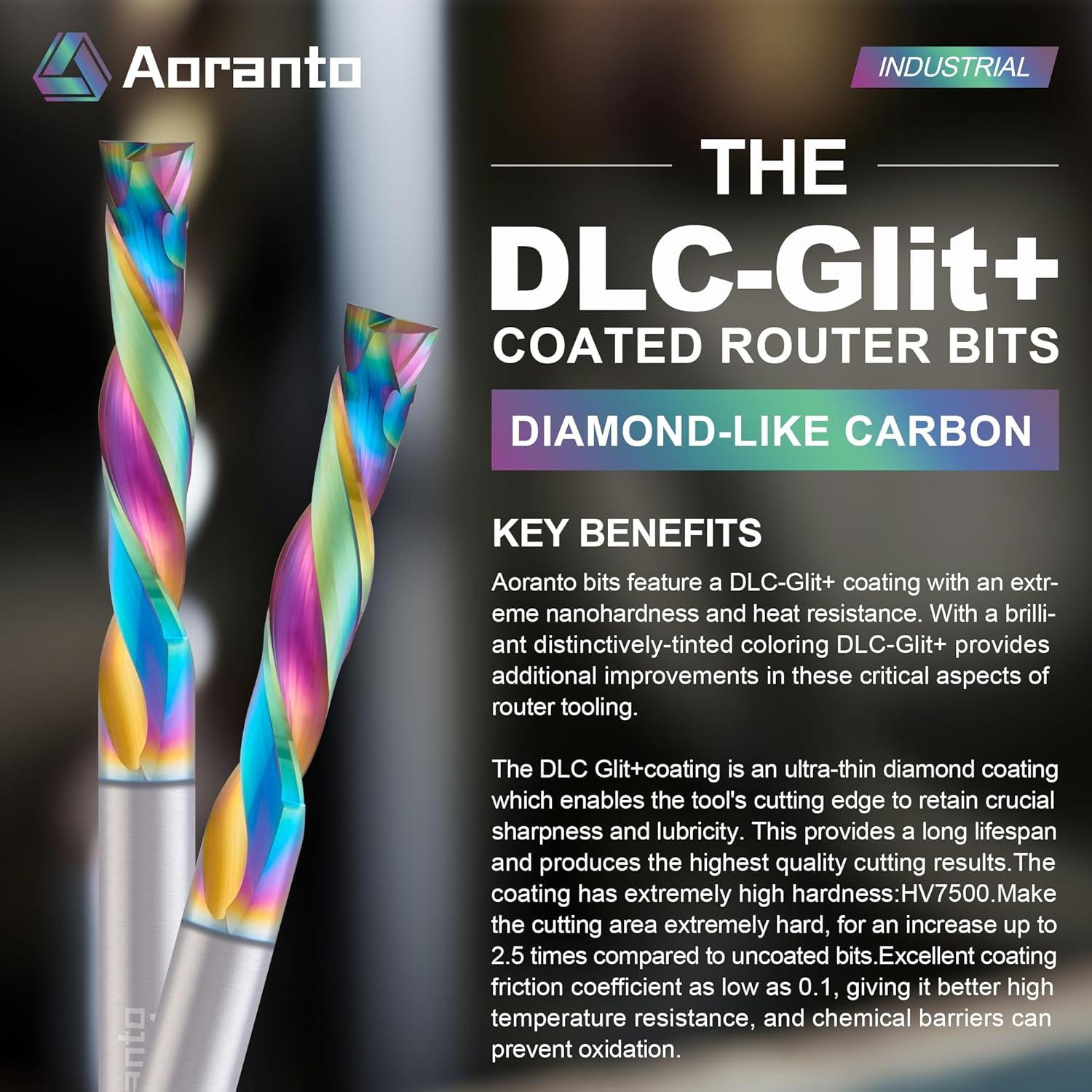 Fresa CNC Aoranto 1/8" Diámetro 1" Corte Descendente 2 Pz