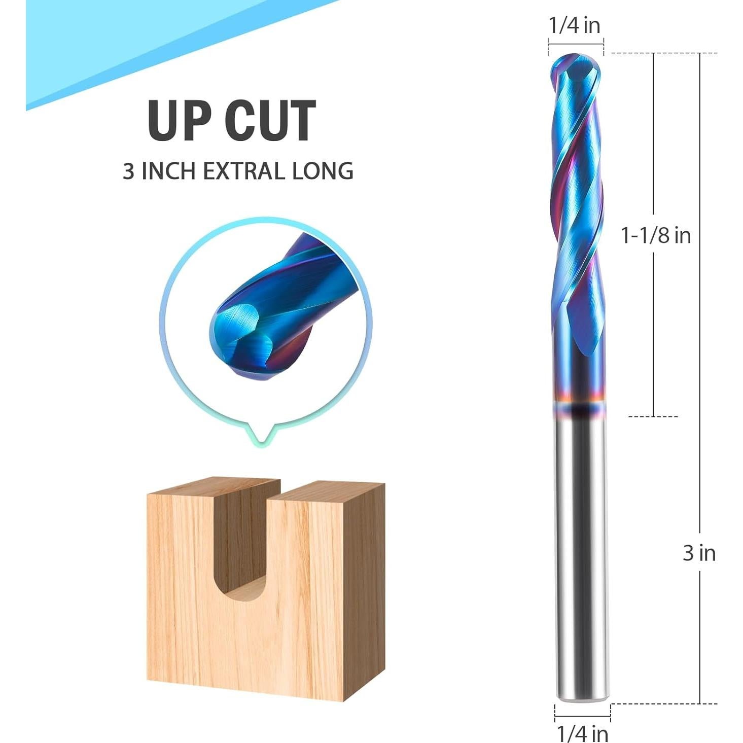 Broca HQMaster 1/4" Carburo 7.62 cm para CNC Madera