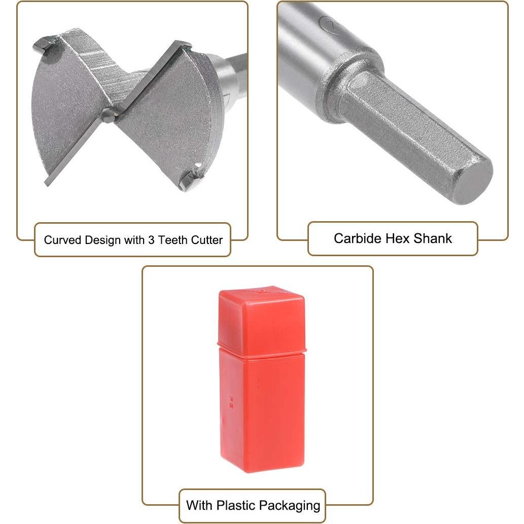 Broca Forstner 42mm uxcell para Carpintería con Estuche