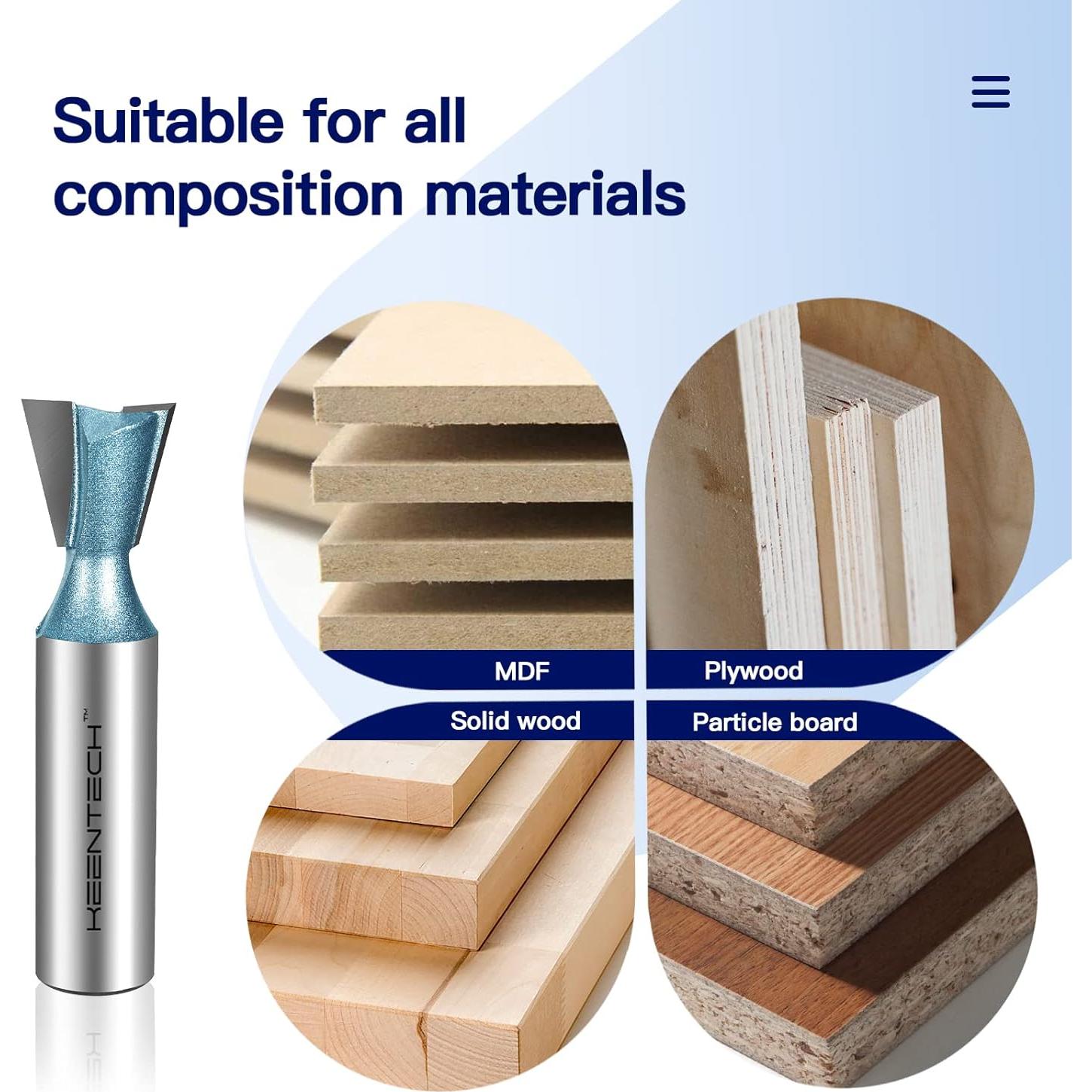 Broca de Router KEENTECH 14° Cola de Milano 12mm Eje