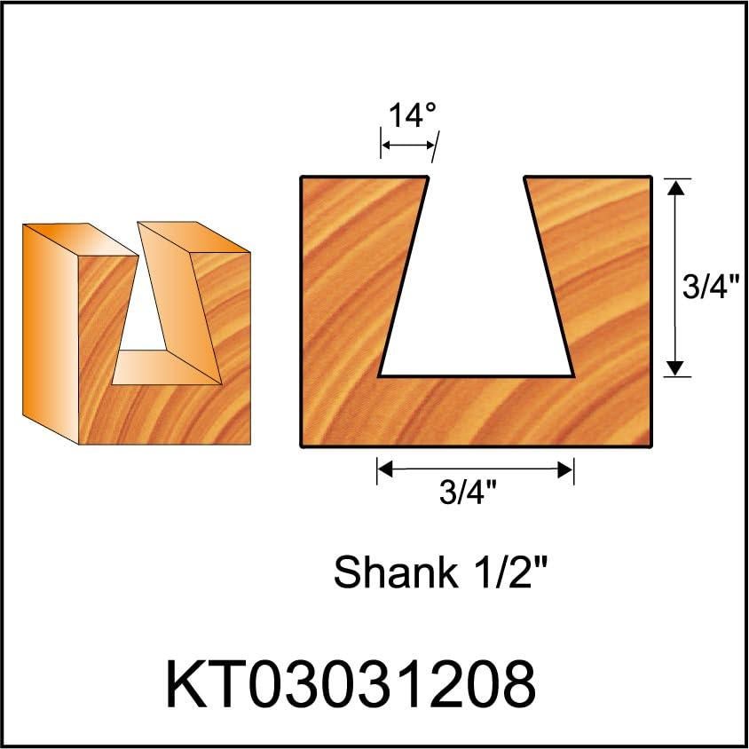 Broca de Router KEENTECH 14° Cola de Milano 12mm Eje