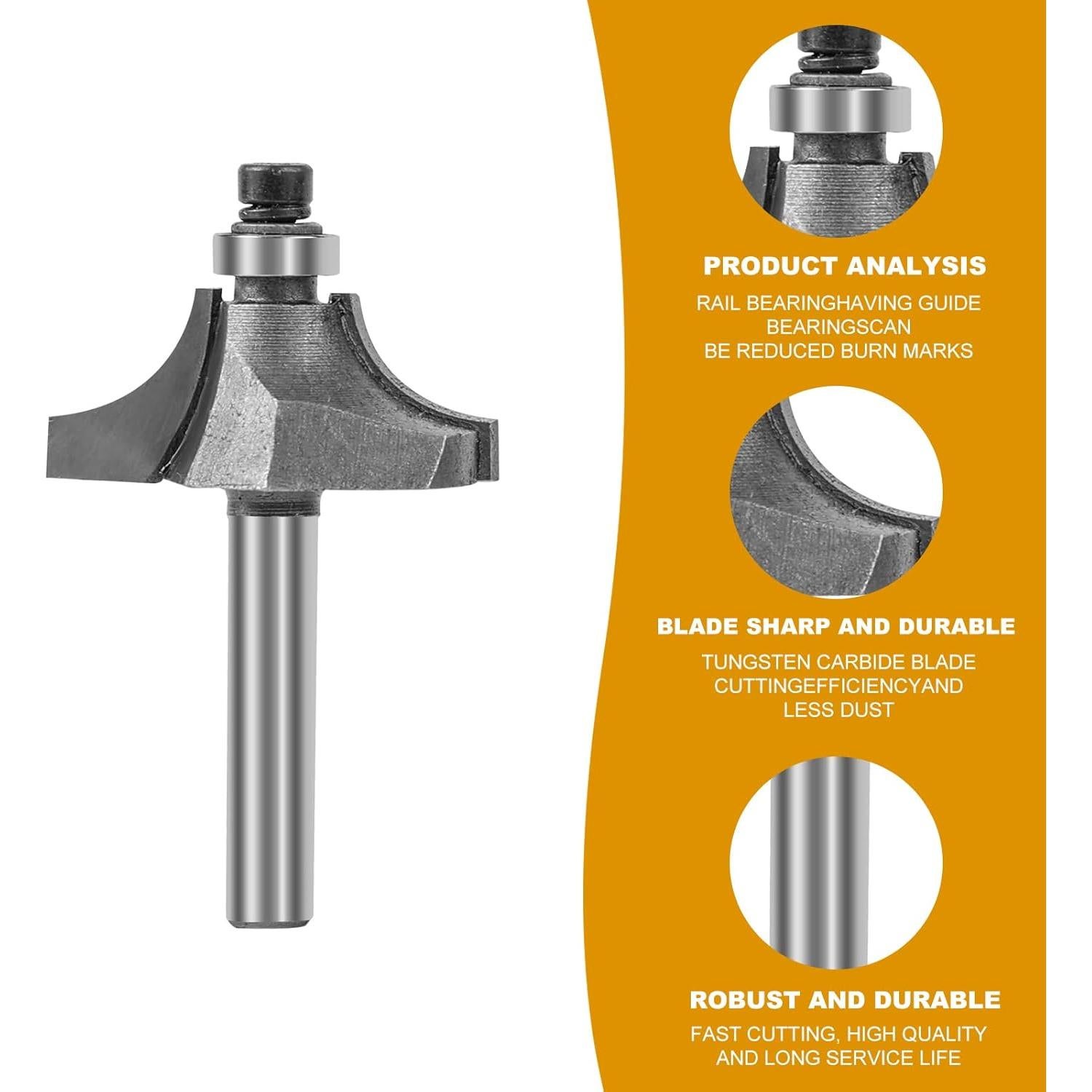 Juego de 6 Brocas Redondeadas para Router 1/4" Shank