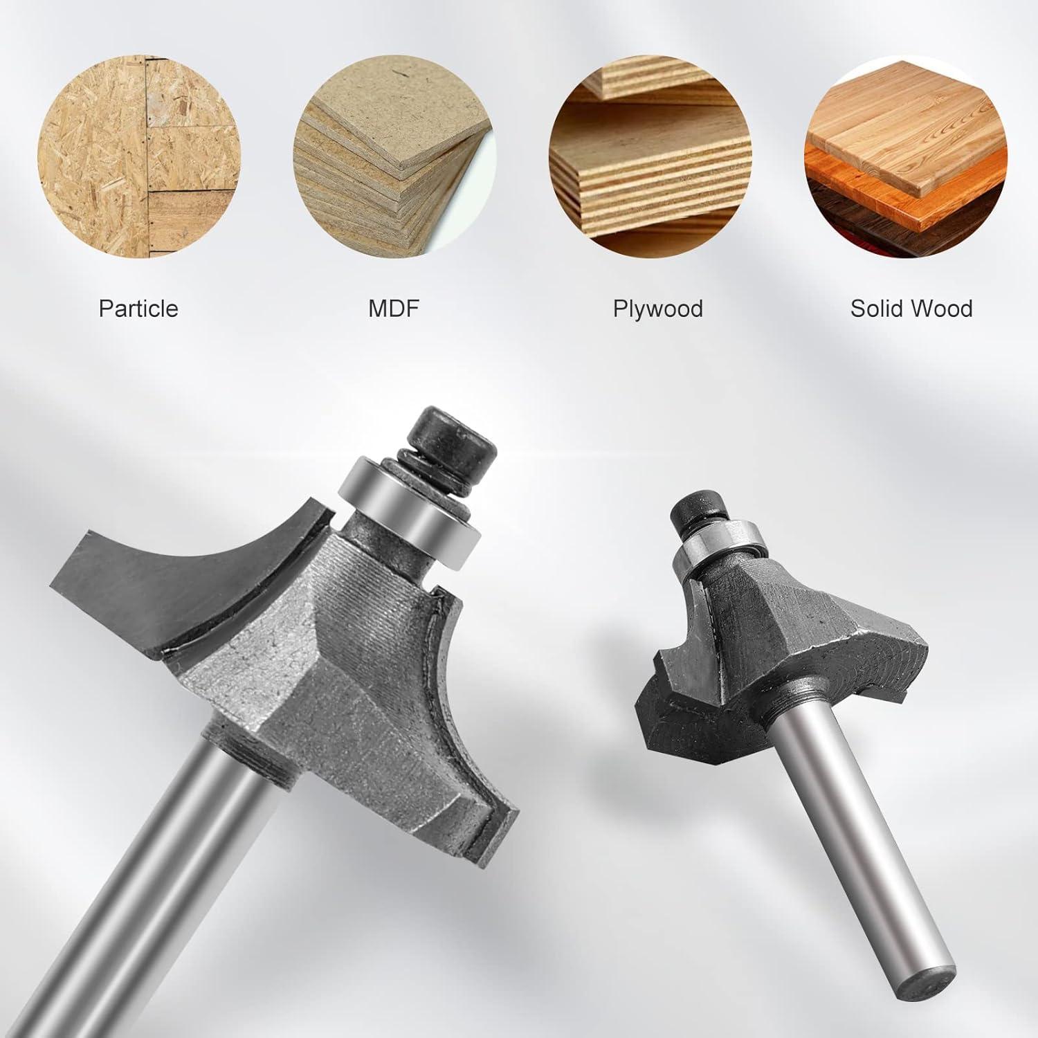 Juego de 6 Brocas Redondeadas para Router 1/4" Shank