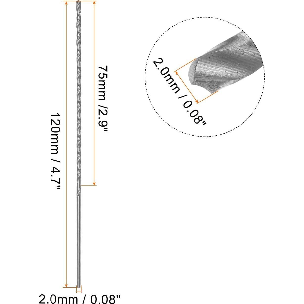 Brocas Extra Largas HARFINGTON 2mm x 120mm para Metal
