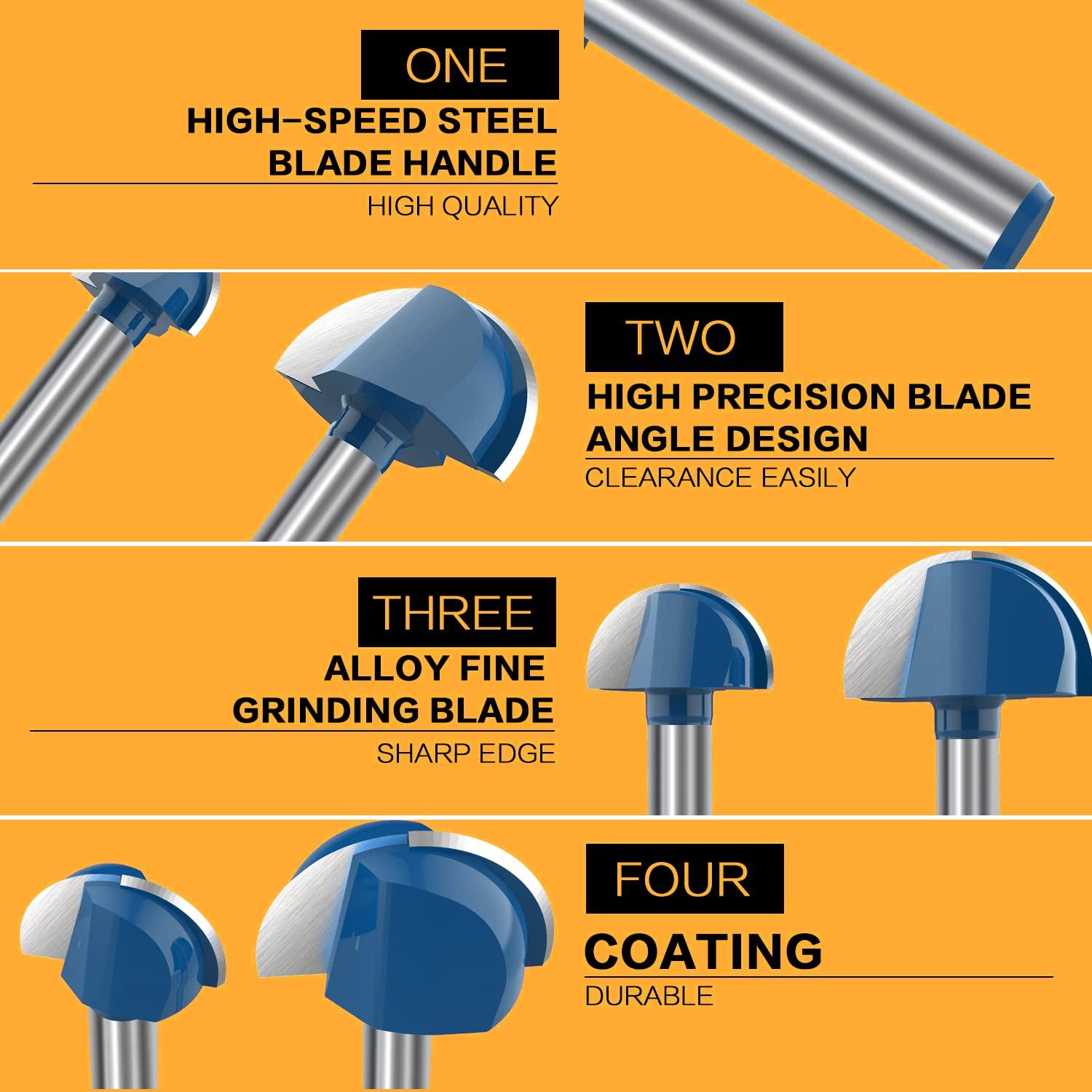 Fresa de caja cóncava ROOCBIT 8 piezas 15.49x11.18cm