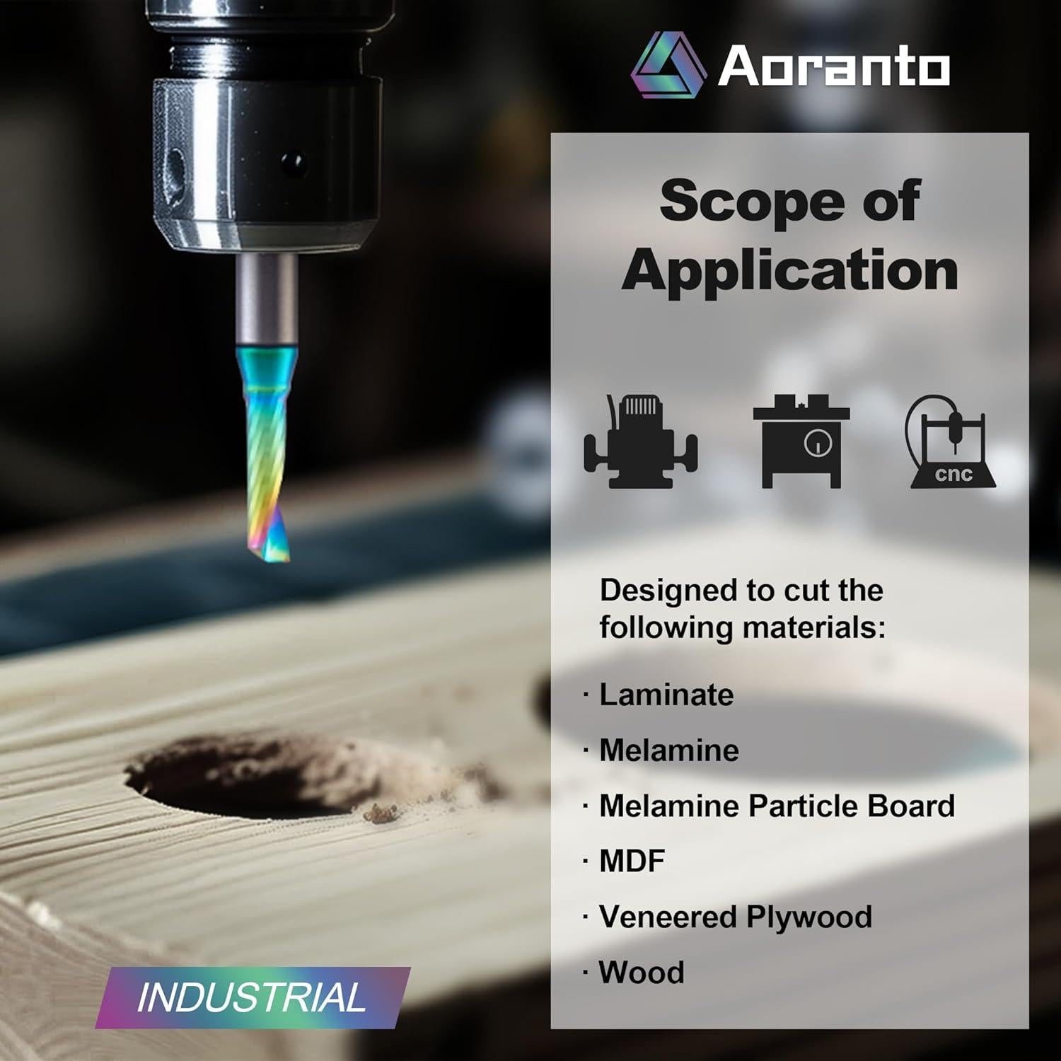 Fresa CNC Aoranto 3/16" Diámetro Paquete de 5