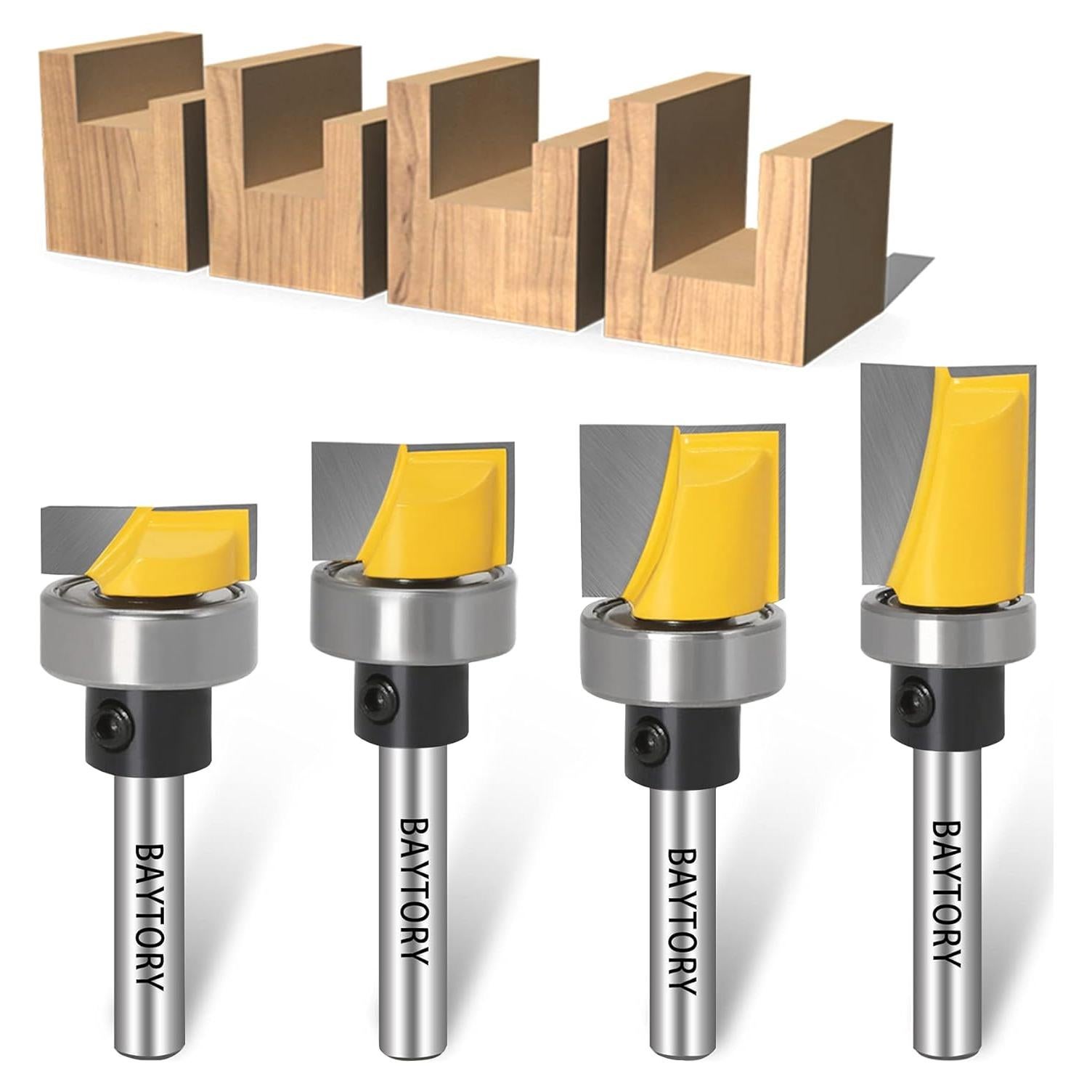Juego de Brocas de Fresar BAYTORY 4 Piezas 1/4" para Madera