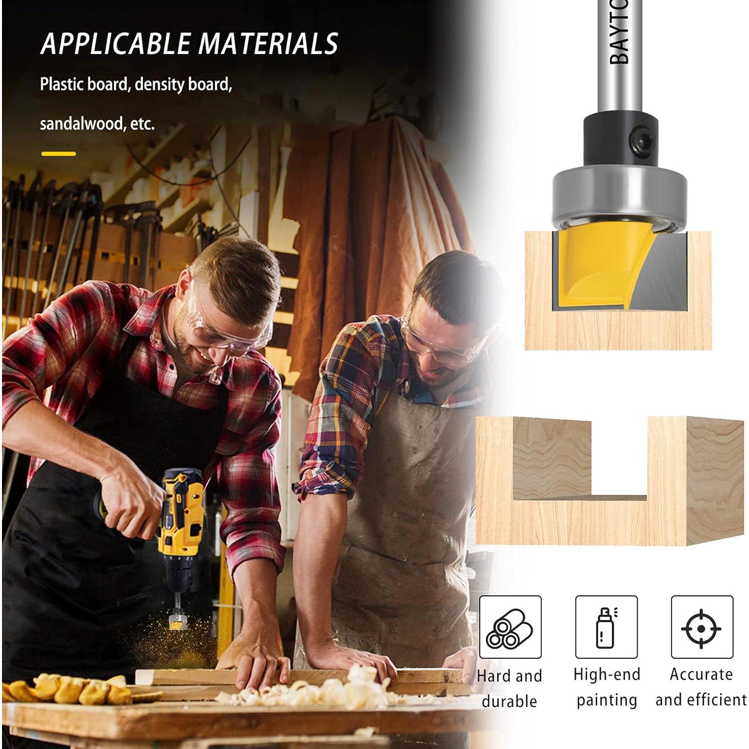 Juego de Brocas de Fresar BAYTORY 4 Piezas 1/4" para Madera