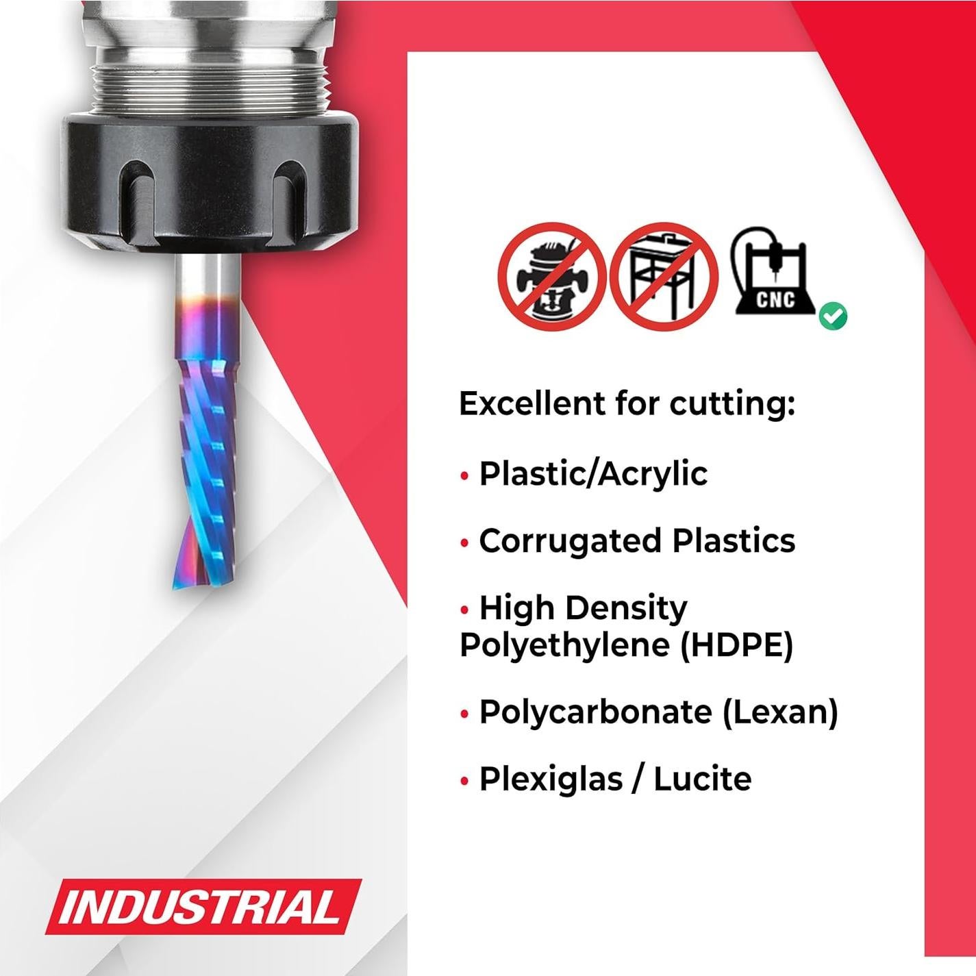 Bit Router Carburo Amana Tool 51421-K 6,35 cm Corte Plástico