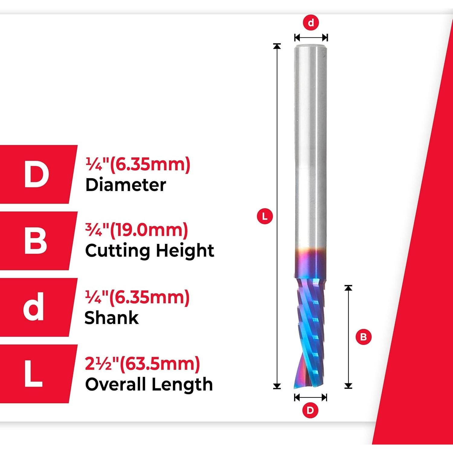 Bit Router Carburo Amana Tool 51421-K 6,35 cm Corte Plástico