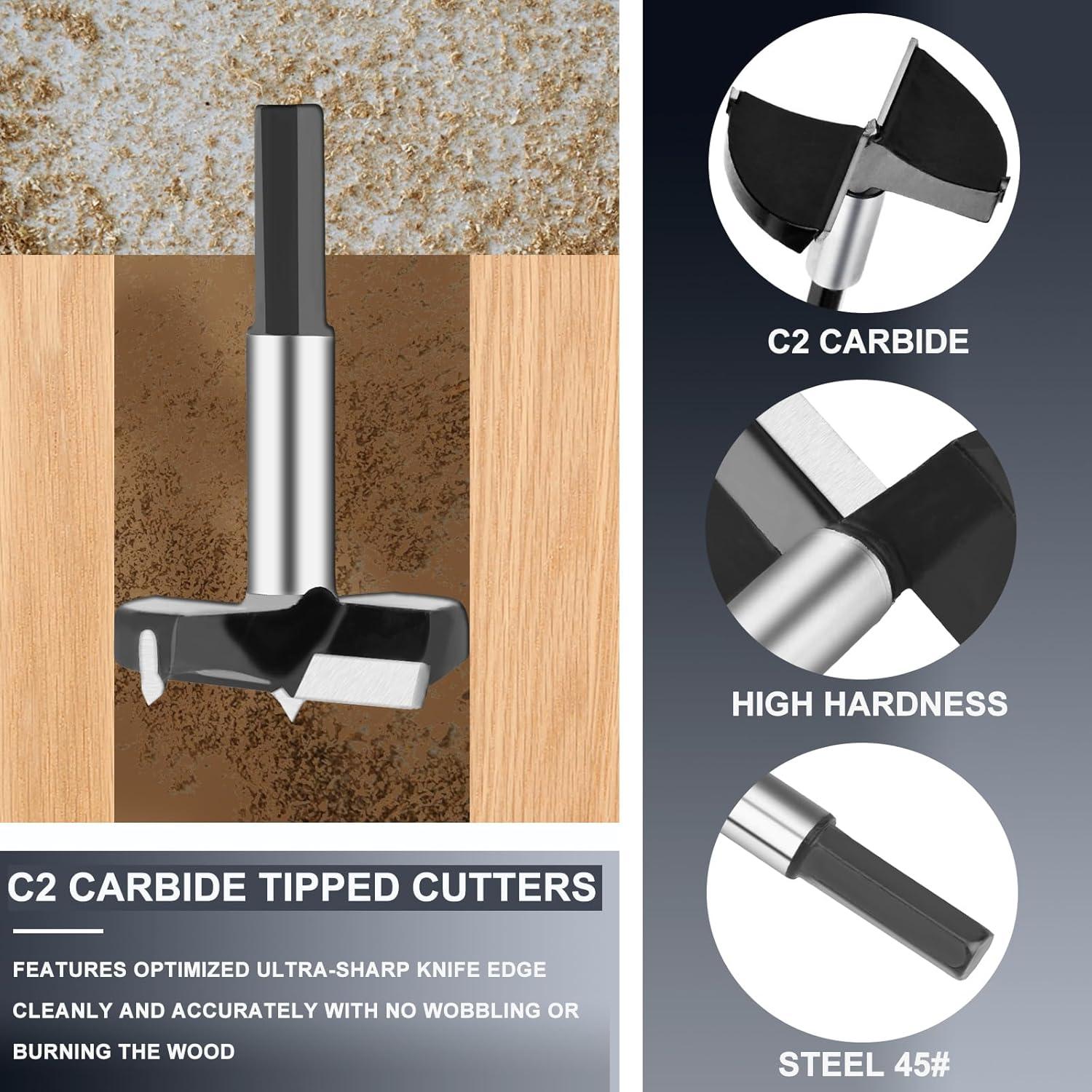 Broca Forstner YEUTTYX 90mm Carburo para Madera