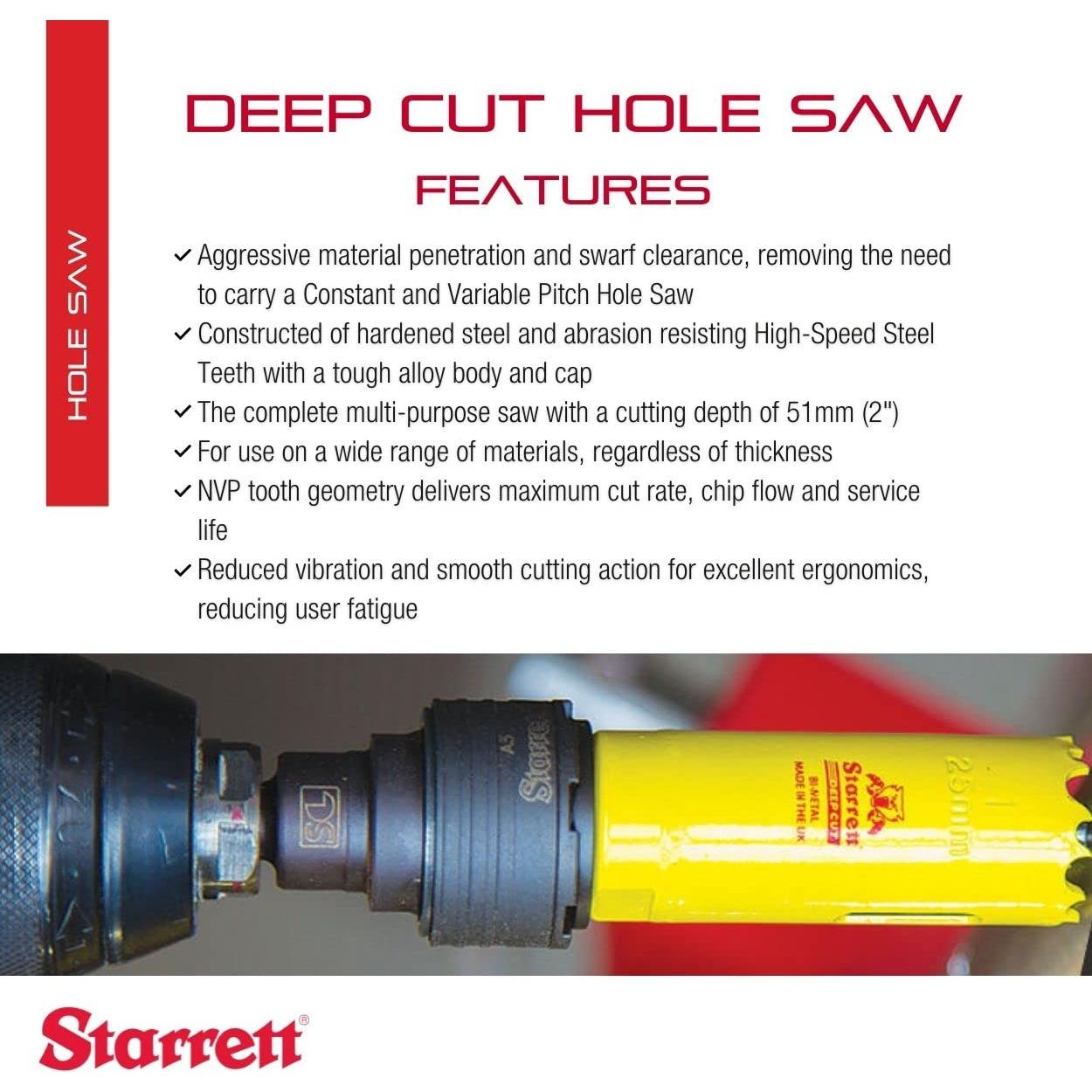 Sierra de Agujero Profunda Starrett 5,08 cm HSS Bi-Metal