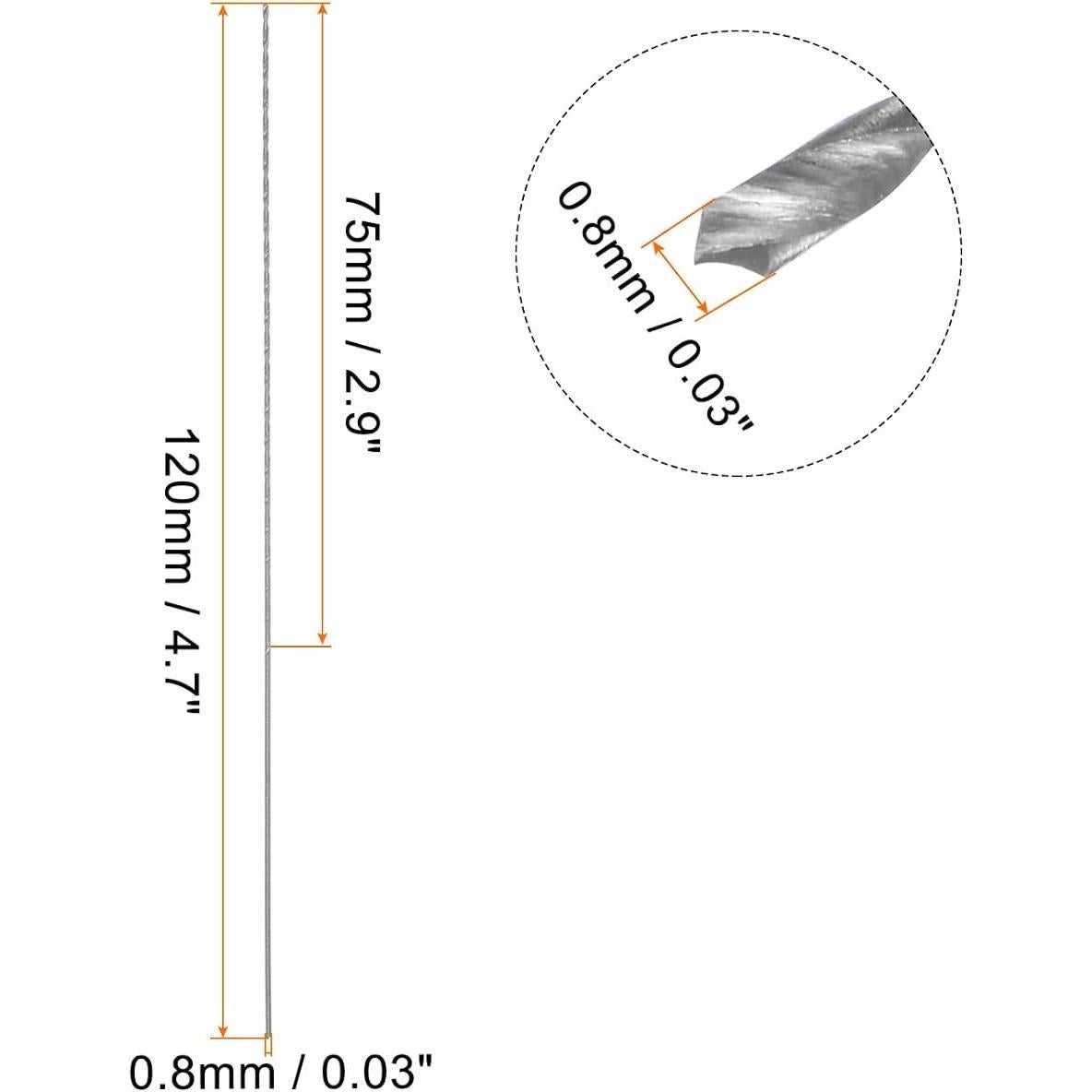 Brocas Extra Largas HARFINGTON 20pcs 0.8mm x 120mm HSS
