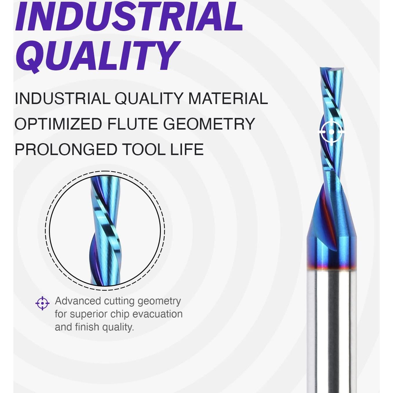 Fresa CNC Espiral Inversa ZahyoX 3,18mm Carburo Sólido