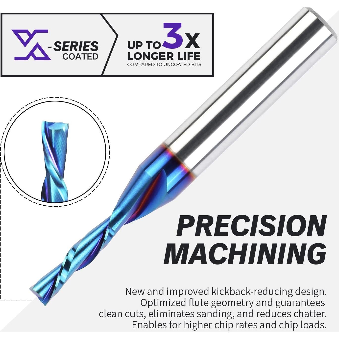 Fresa CNC Espiral Inversa ZahyoX 3,18mm Carburo Sólido