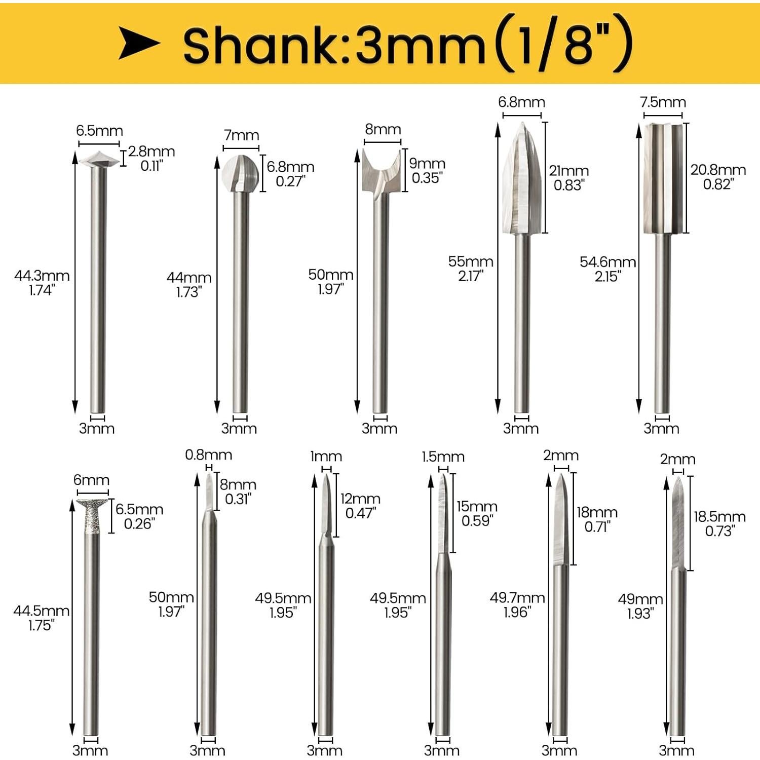 Juego de Brocas para Tallado en Madera HOMEIDOL 11 Piezas 3 mm