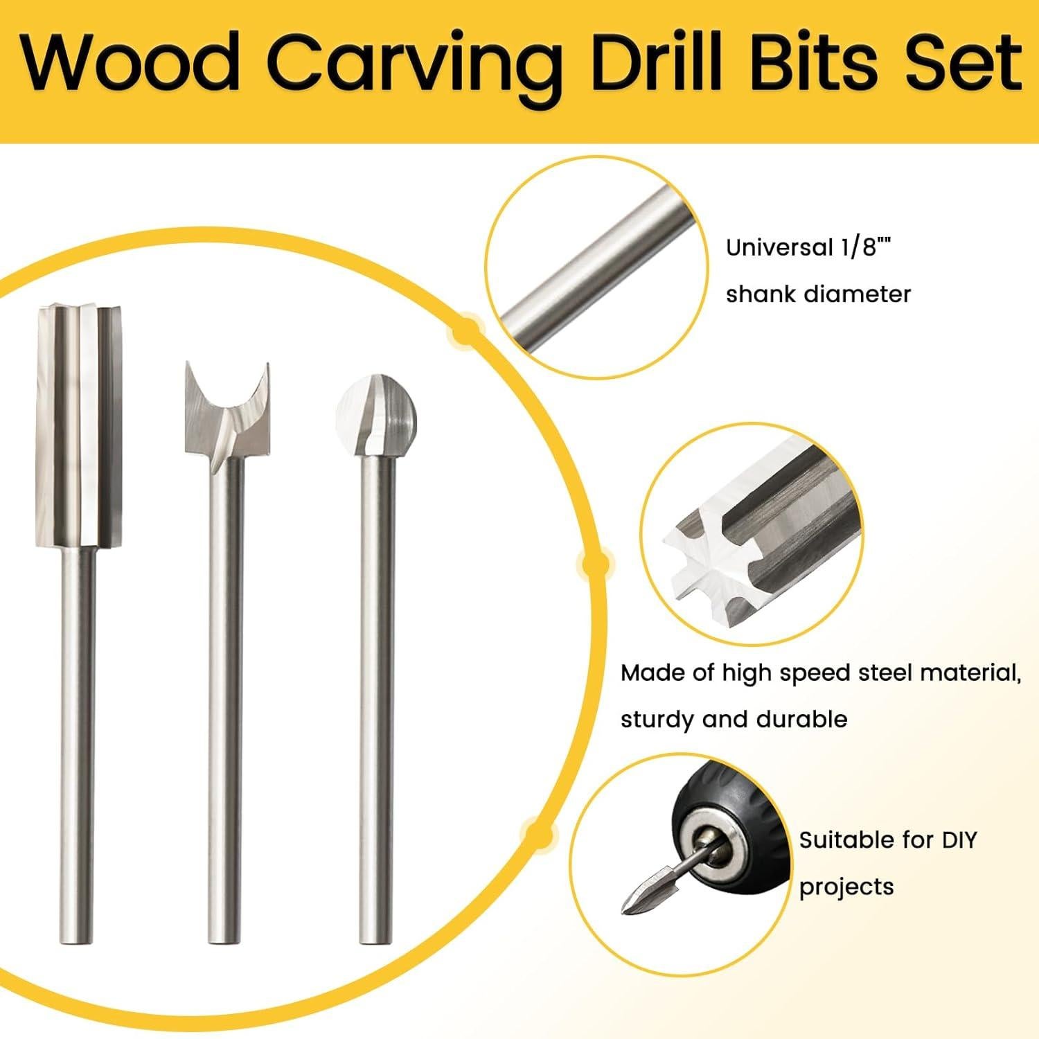 Juego de Brocas para Tallado en Madera HOMEIDOL 11 Piezas 3 mm