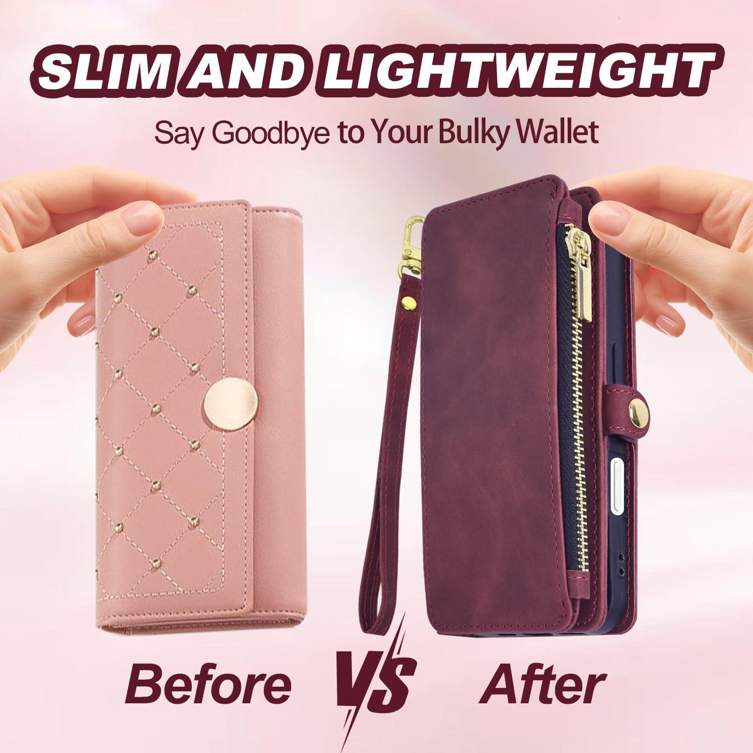 Funda Billetera OIMBWR para iPhone 16 Pro Max Rojo Vino