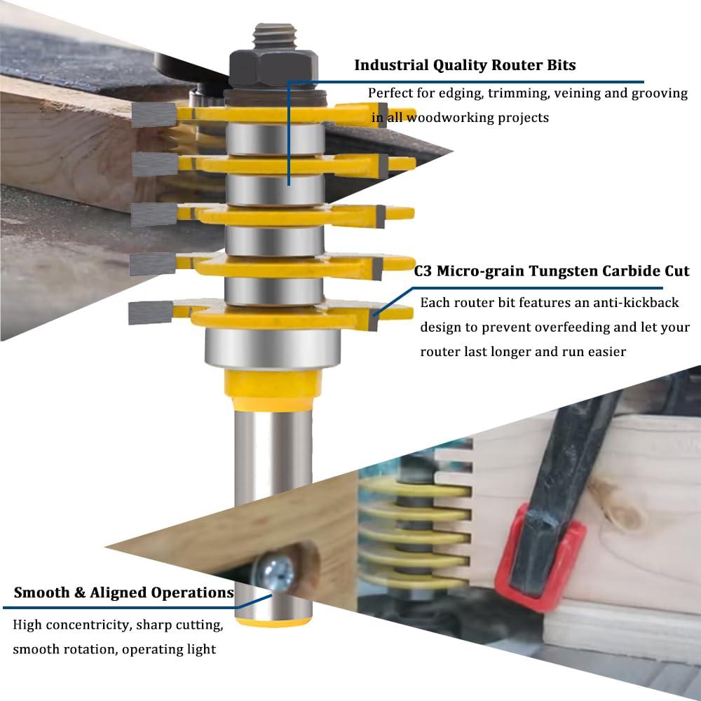 Juego de Brocas de Router TAIWAIN 12mm 3 Piezas Carburo