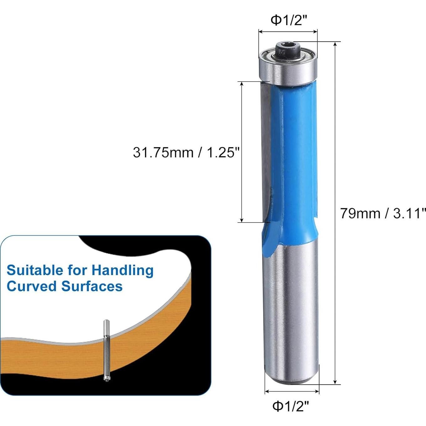 Fresa de Recorte Flush uxcell 1/2" Eje Carburo 31.75mm