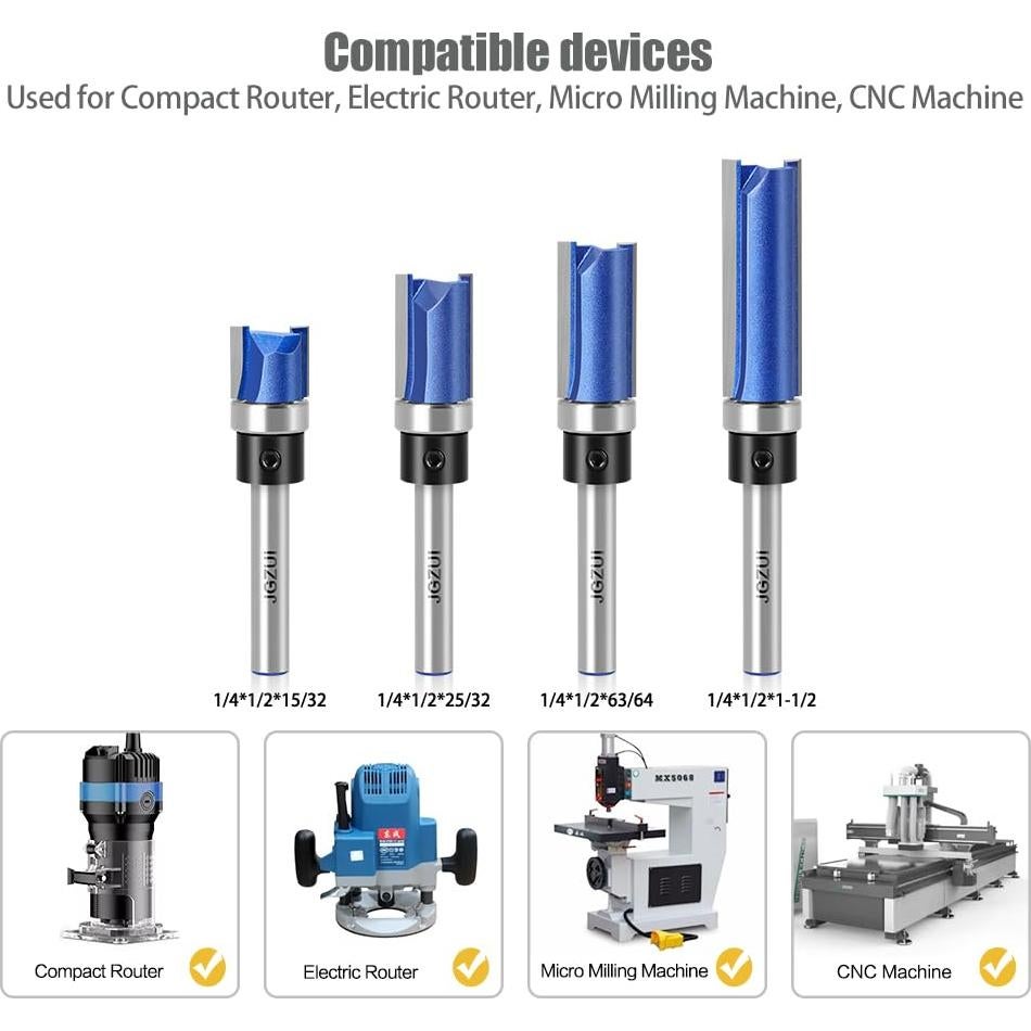 Juego de Brocas de Fresado JGZUI 4 Piezas Eje 6,35 mm