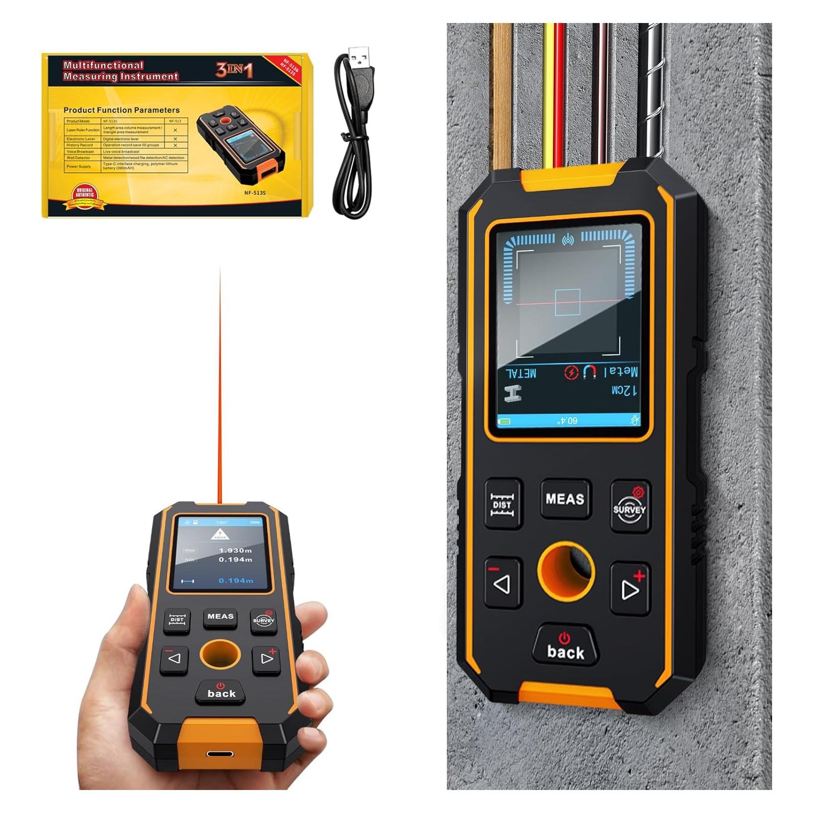 Detector de Pared SHGMEET NF-513S y Medidor Láser 40m