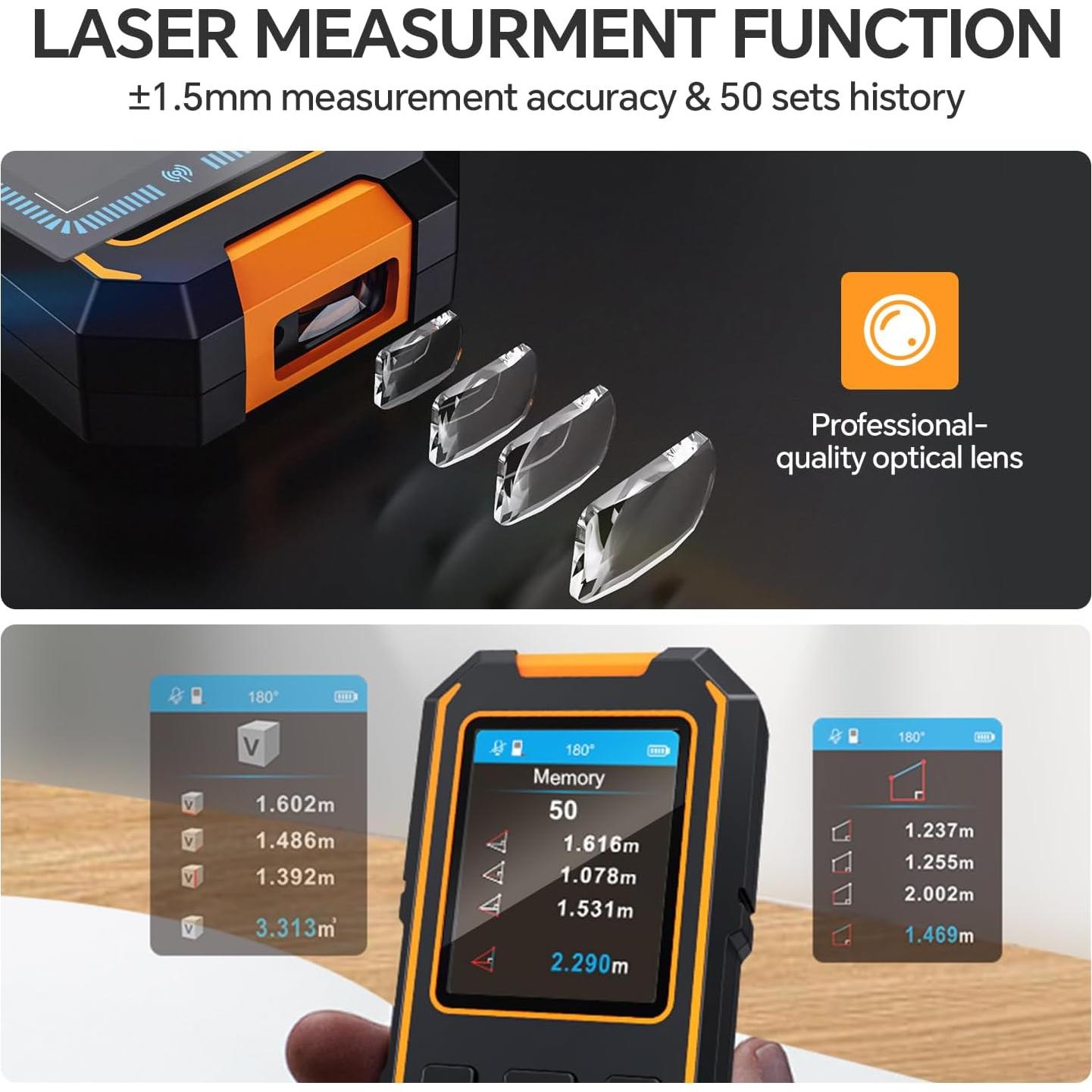 Detector de Pared SHGMEET NF-513S y Medidor Láser 40m