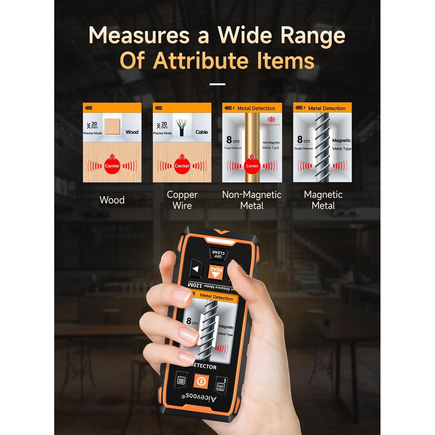 Buscador de Vigas Aicevoos con Pantalla LCD y Medidor Láser