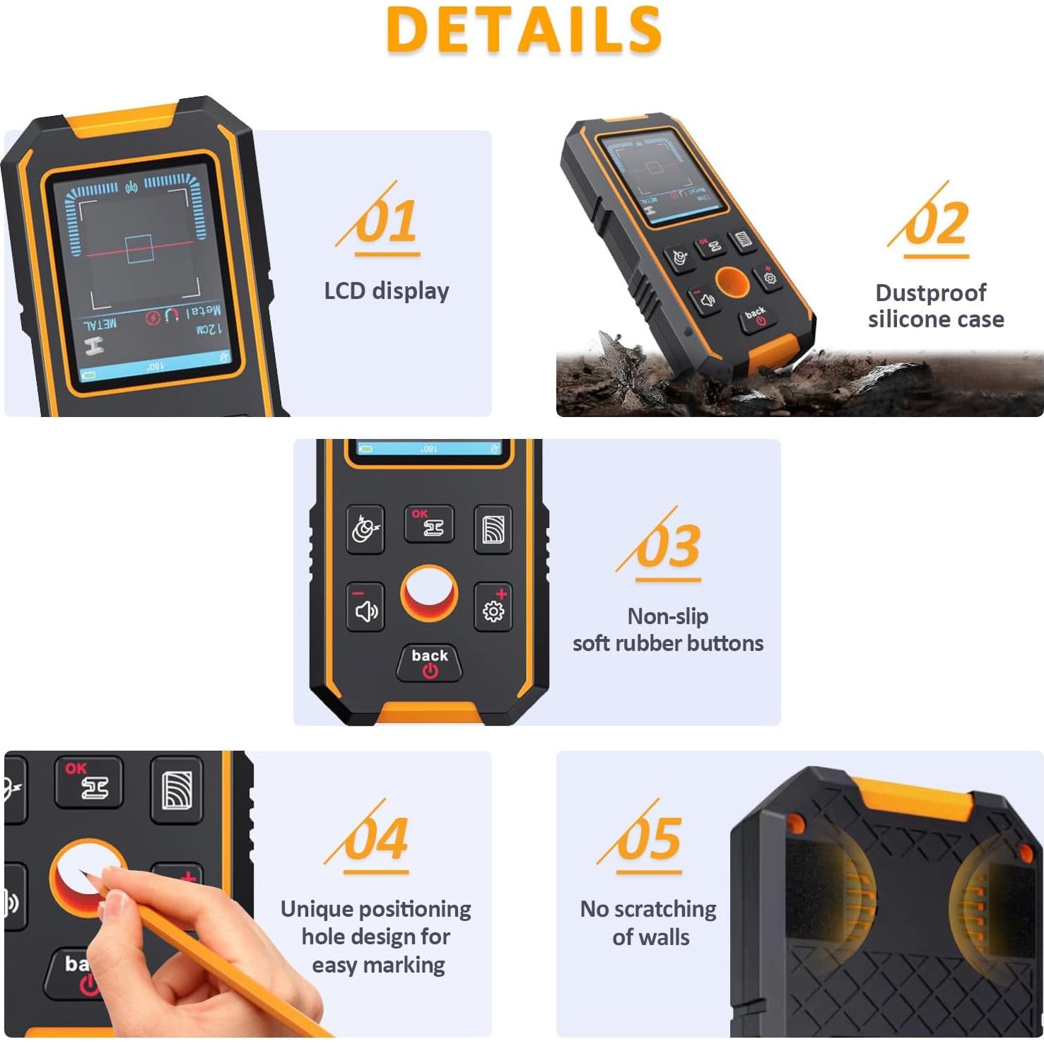 Escáner de Pared Rocky Mars NF513 Detector de Vigas