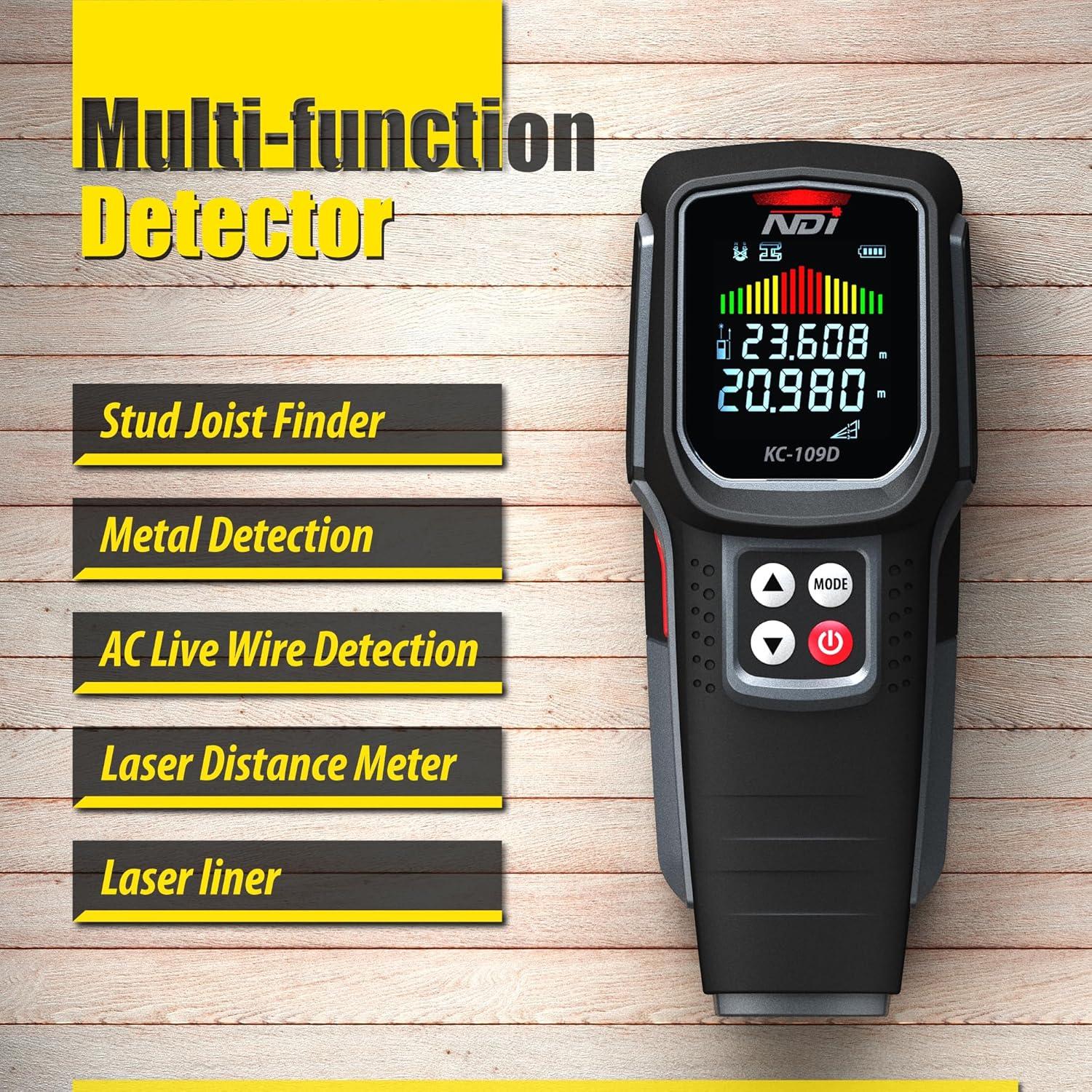 Detector Multifuncional NDI 5 en 1 con Medidor Láser 30m