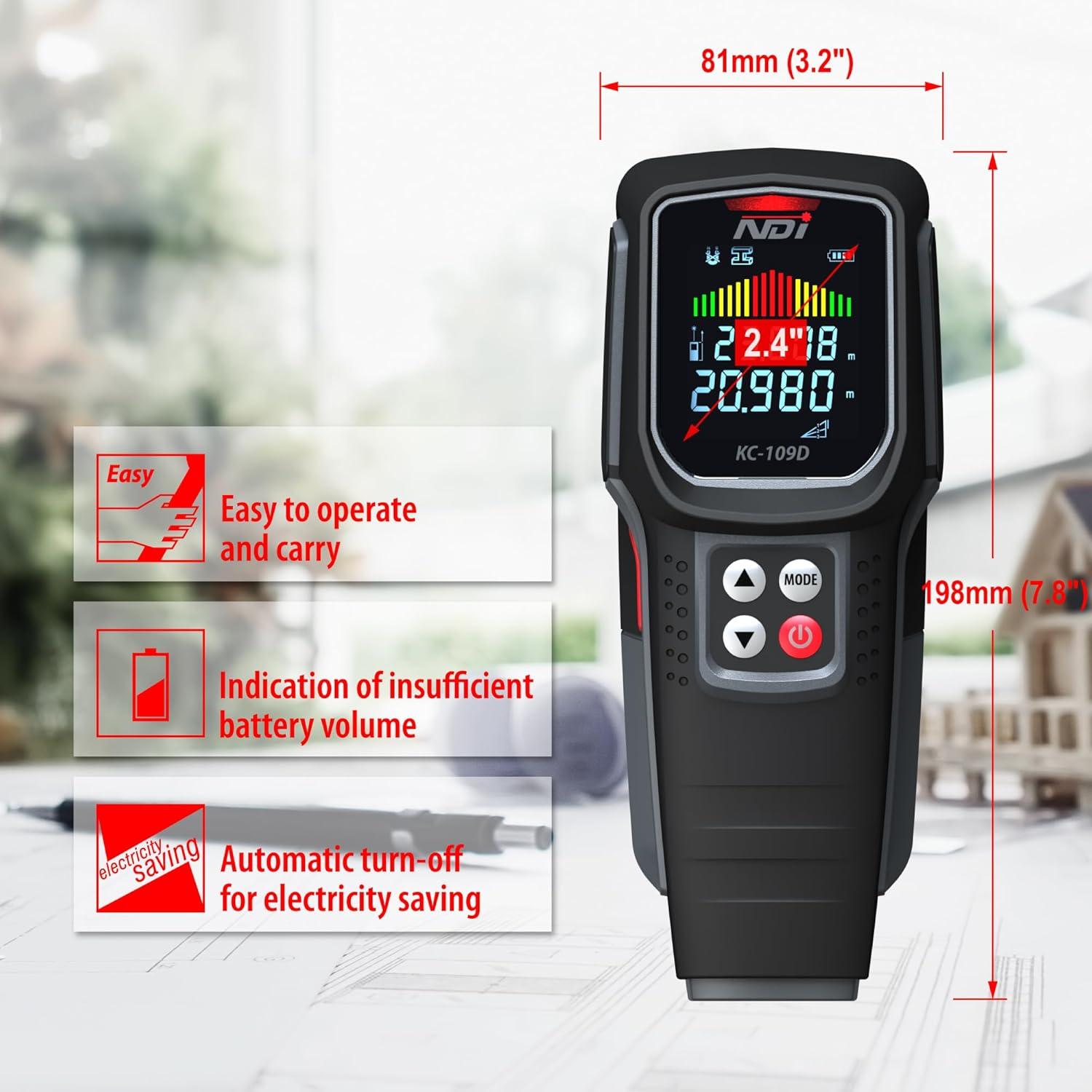 Detector Multifuncional NDI 5 en 1 con Medidor Láser 30m