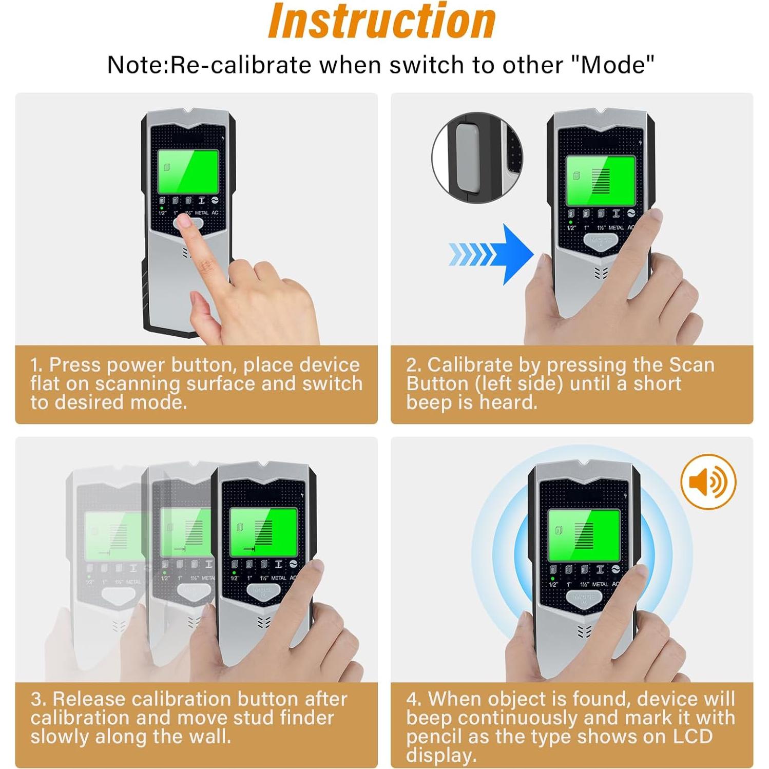 Buscador de Estudio Escáner de Pared Relahous 5 en 1 LCD