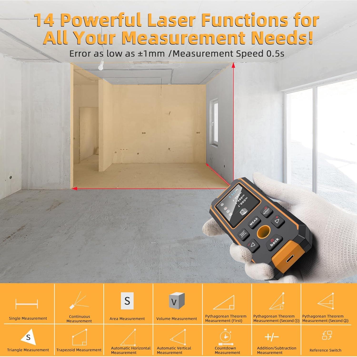 Detector de Pared 5-en-1 RAINLEOTI NF-513s con Medidor Láser
