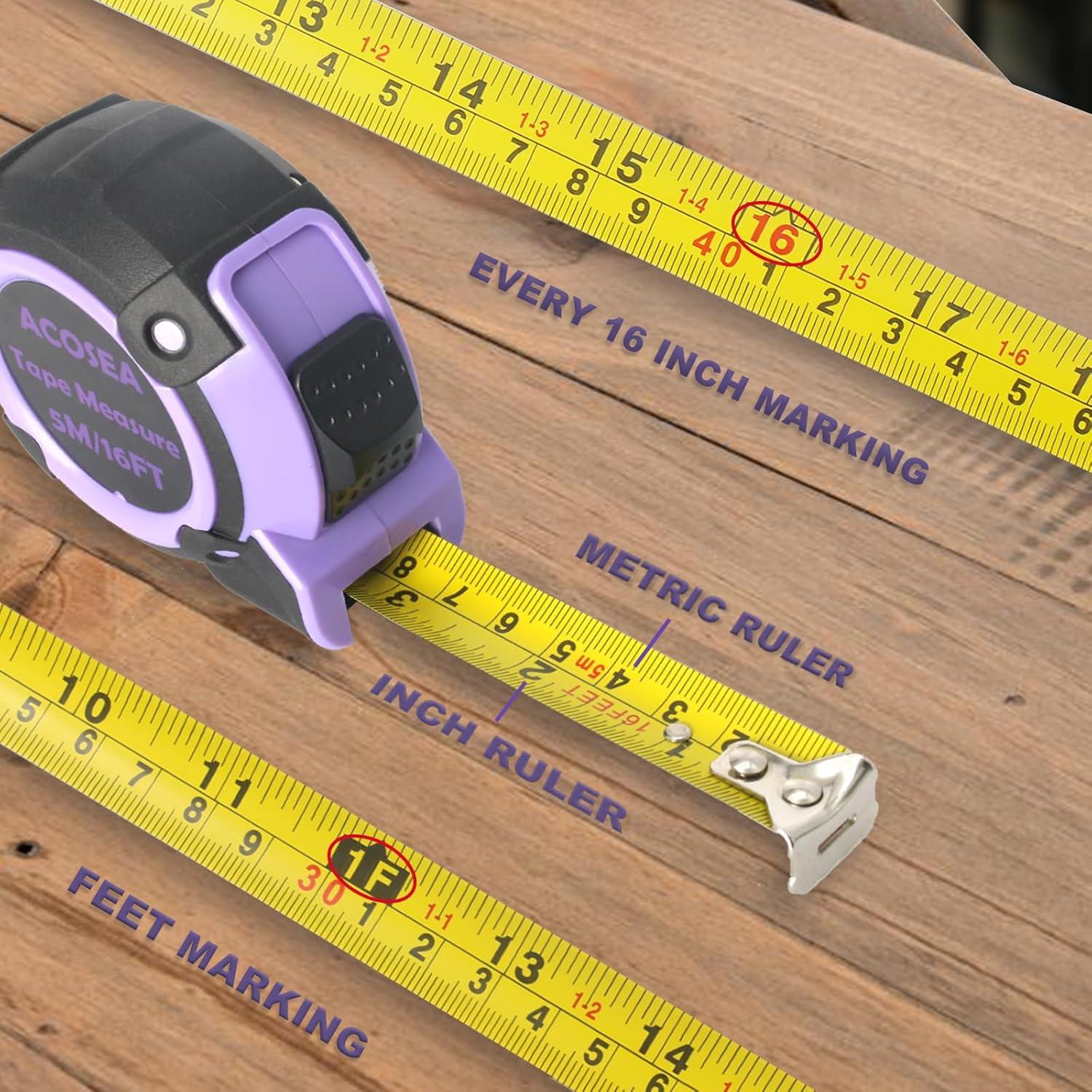 Cinta Métrica Retráctil ACOSEA 5m Rosa con Bloqueo