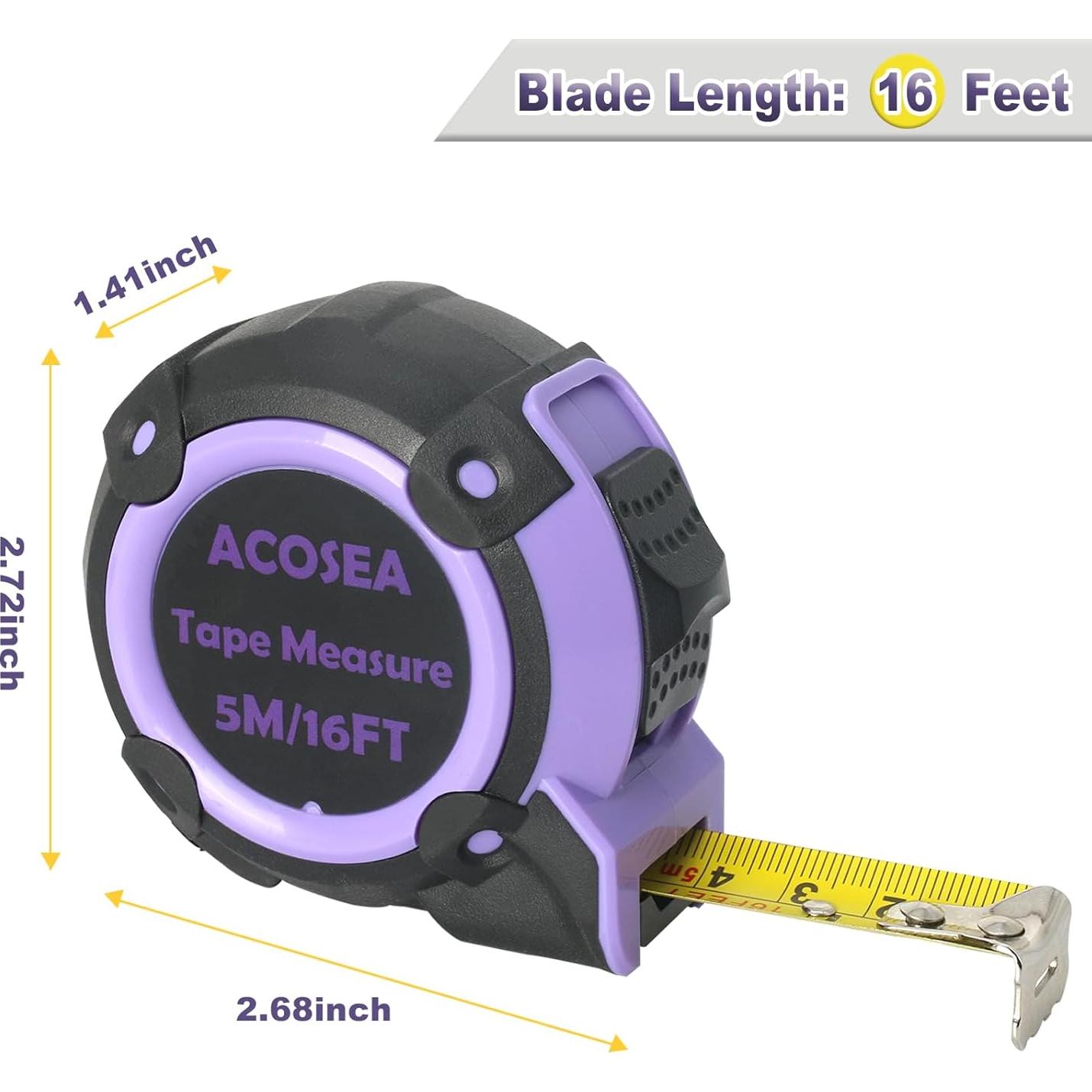 Cinta Métrica Retráctil ACOSEA 5m Rosa con Bloqueo