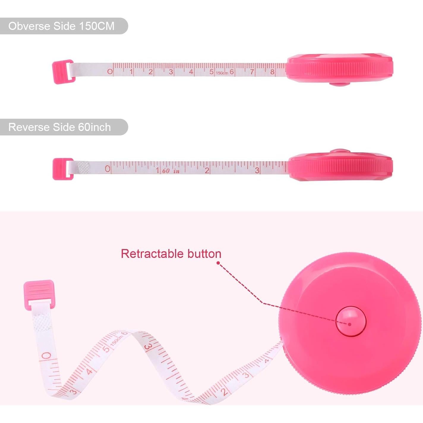 Cinta Métrica MUZHI 60 cm Retráctil Paquete de 10 Colores