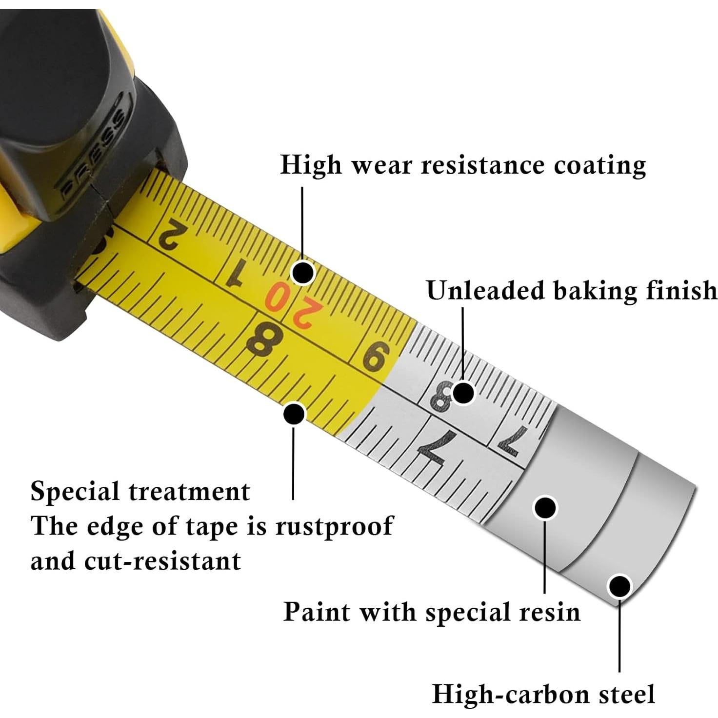 Cinta Métrica Auto-Bloqueo HTBMALL 5M Doble Cara Precisa