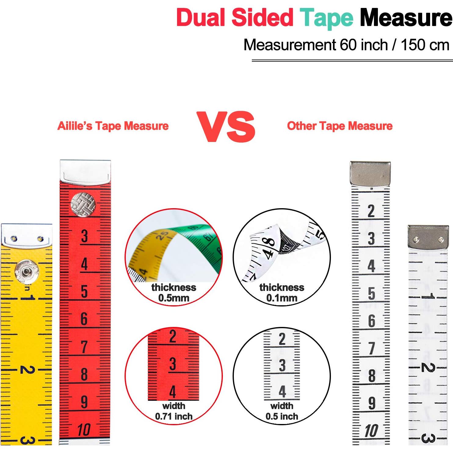 Cinta Métrica Ailile 150 cm Doble Cara Multicolor para Costura