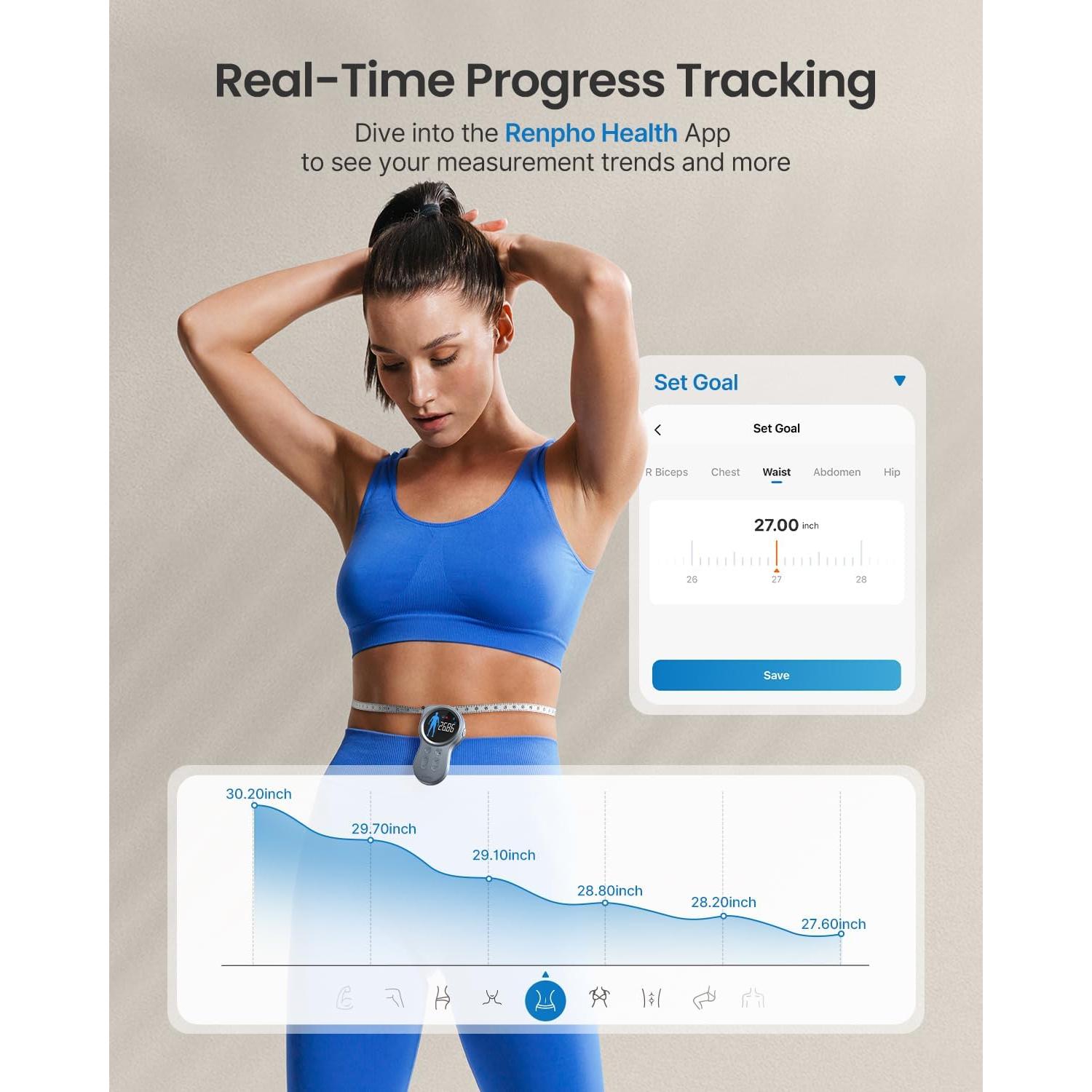 Cinta Métrica Inteligente RENPHO con Pantalla Grande