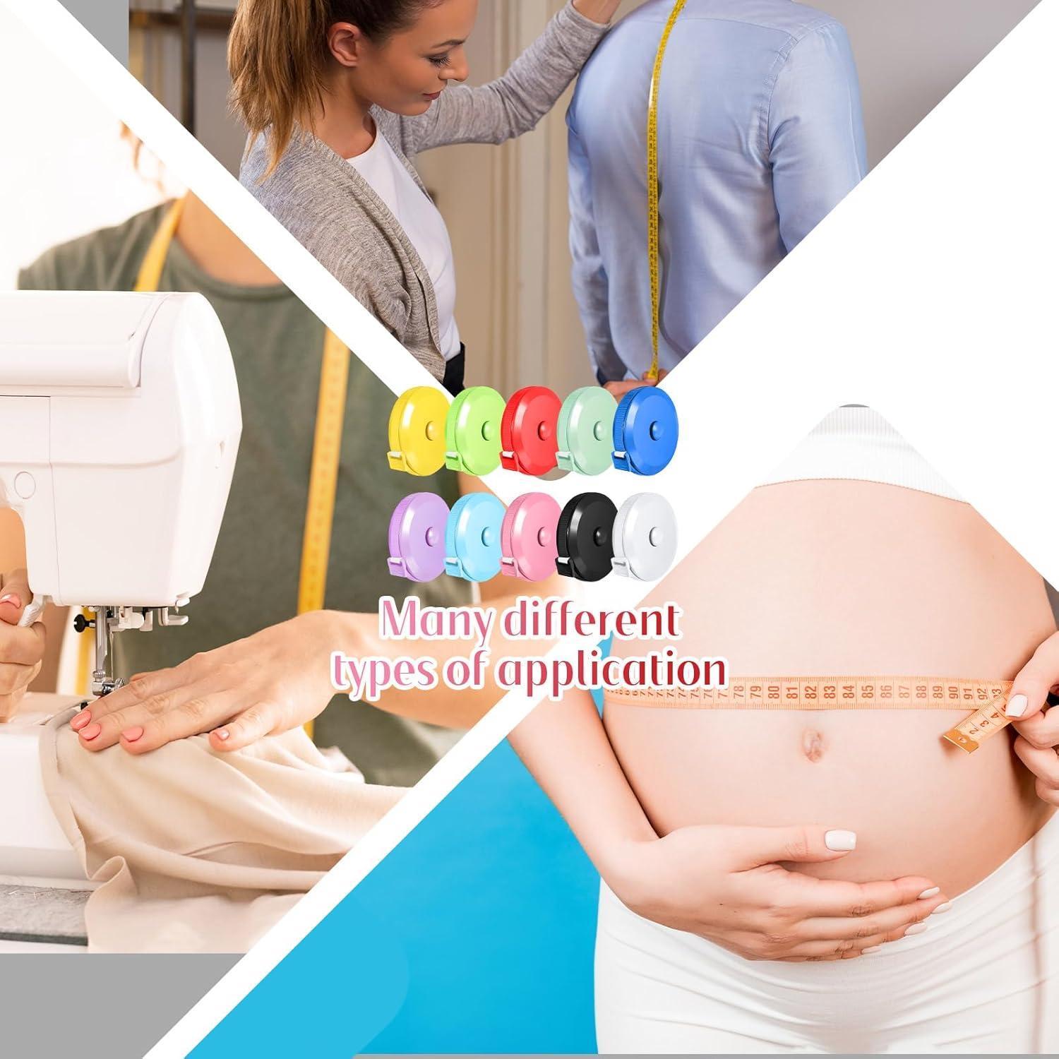 Sewing Tape Measure, Retractable Measuring Tape for Body Measurements Small Fabric Tape Measure Cloth Measuring Tape for Craft Pocket Size Waist, 60 Inch 1.5 Meter (80 Pcs, Multicolored)