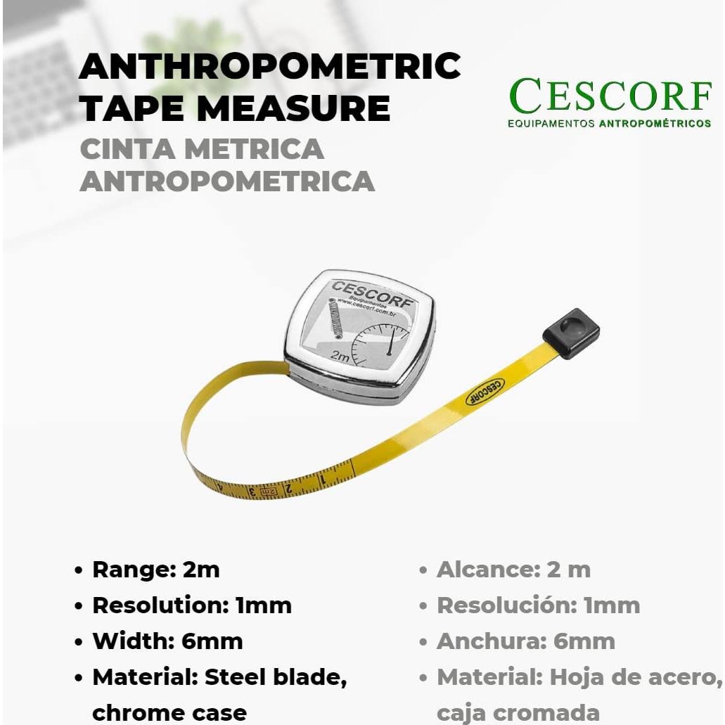 Cinta Métrica Cescorf 6mm x 2m para Mediciones Antropométricas