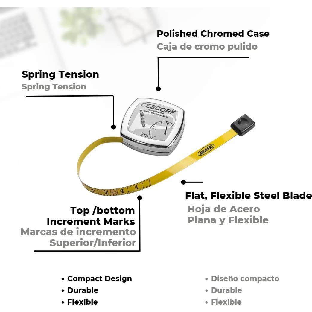 Cinta Métrica Cescorf 6mm x 2m para Mediciones Antropométricas