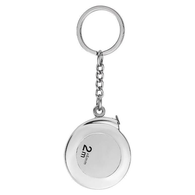 Cinta Métrica Plateada 2M Llavero Acero Inoxidable