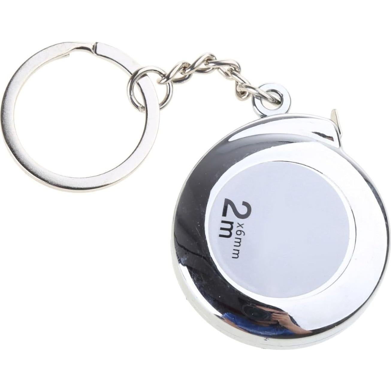 Cinta Métrica Plateada 2M Llavero Acero Inoxidable