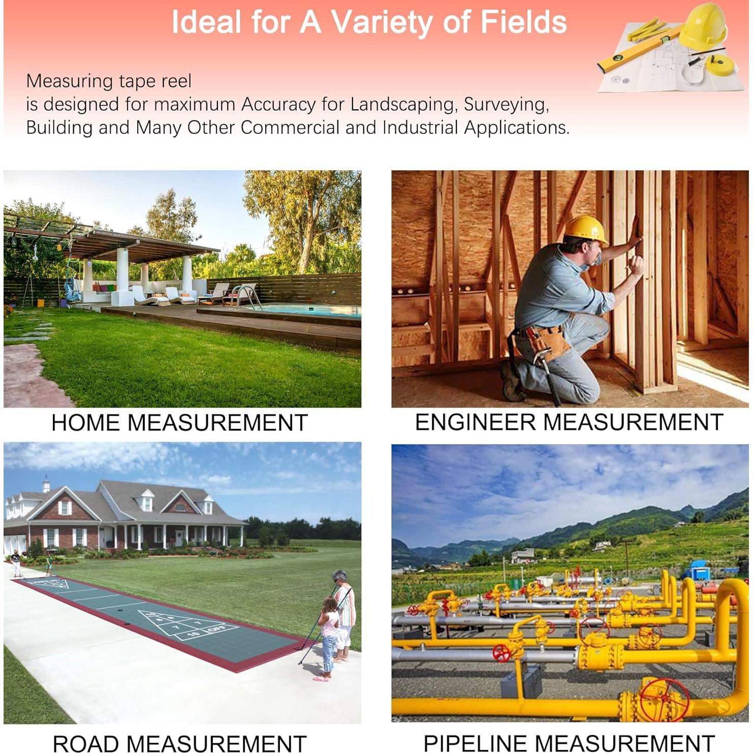 Cinta Métrica IVONNEY 100m Doble Cara con Carrete Abierto