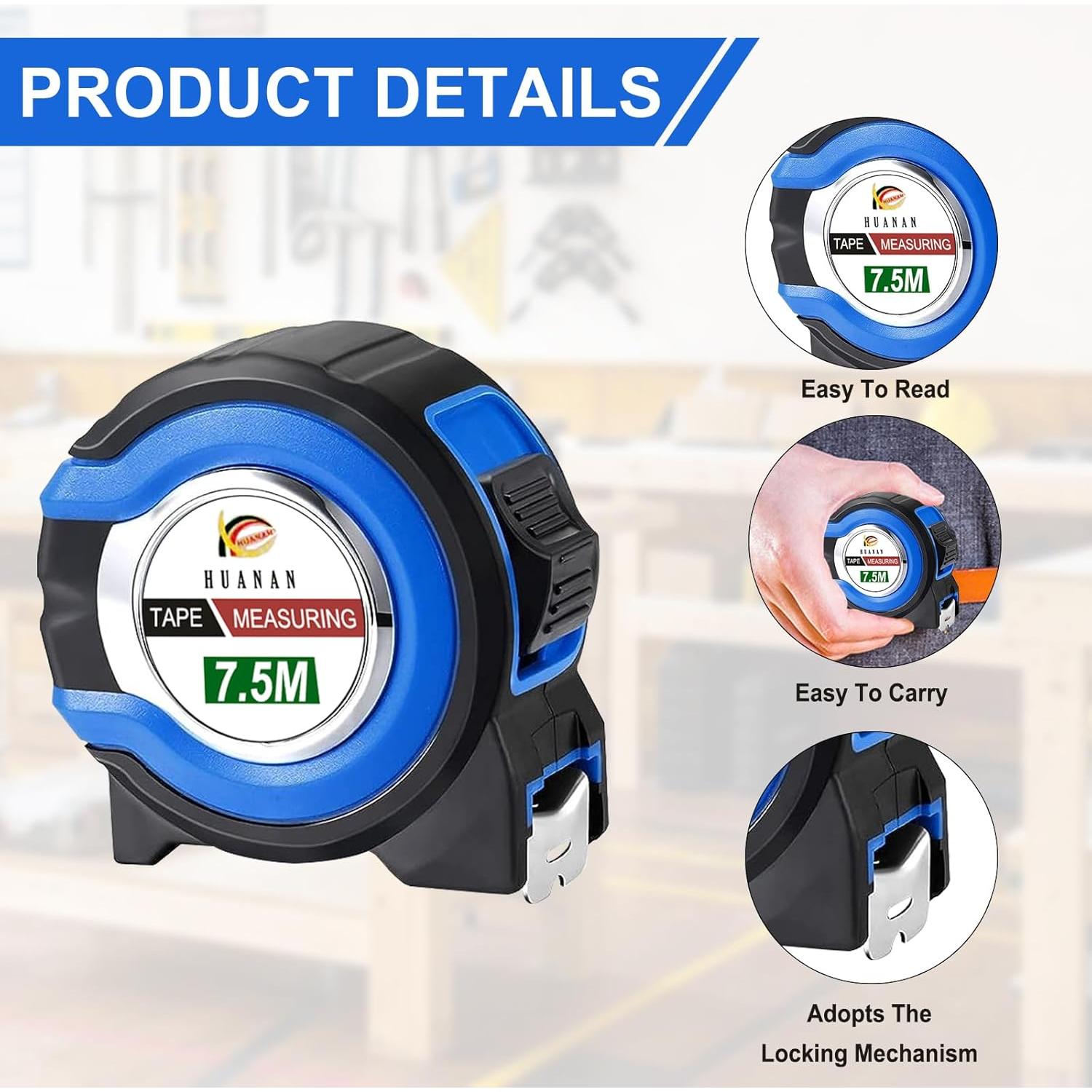 Cinta Métrica Retráctil 10 Pcs MT856 7.5 m Auto Bloqueo