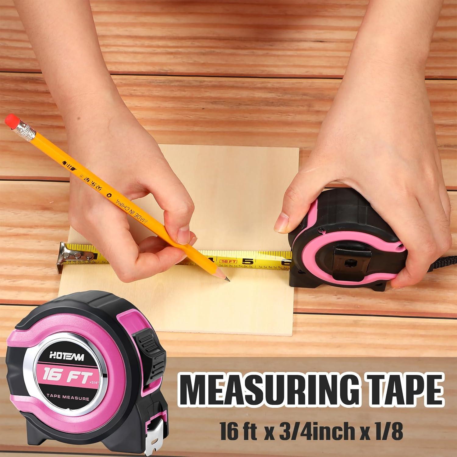 Cinta Métrica Hoteam 2 Pcs 4.88 m Rosa con Bloqueo