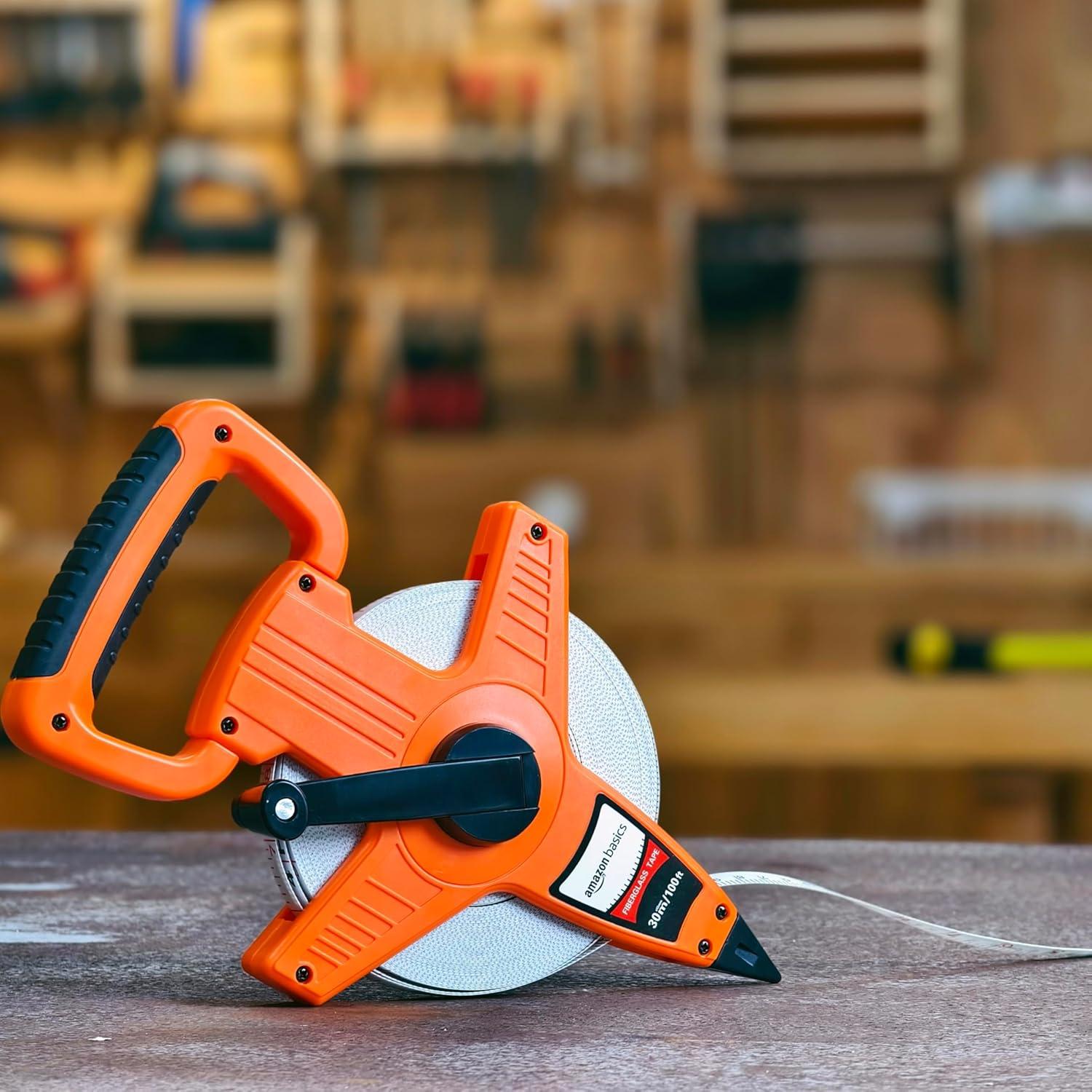 Cinta Métrica de Fibra de Vidrio Amazon Basics 30m Naranja